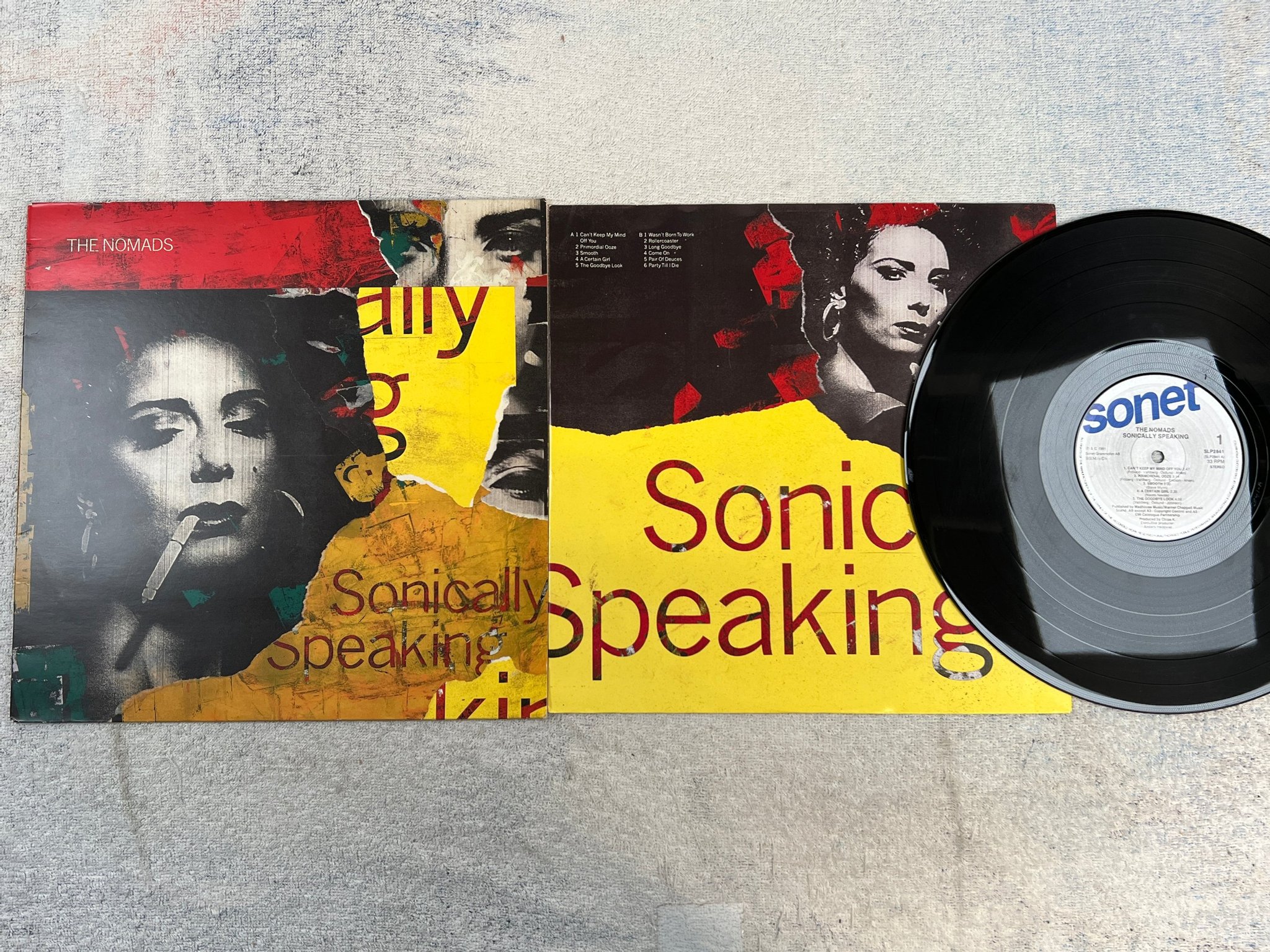 Omslagsbild för skivan THE NOMADS sonically speaking LP -91 ncb SONET SLP 2841