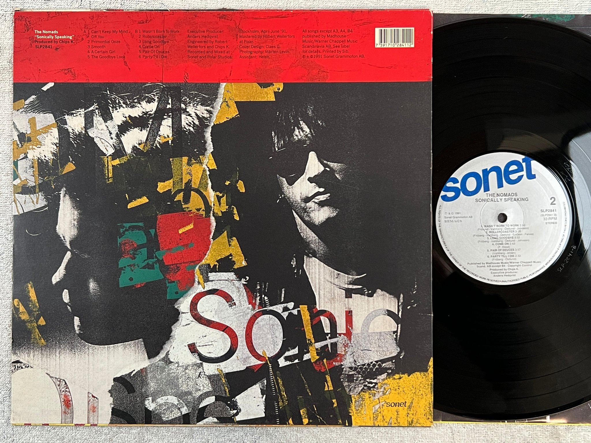 Omslagsbild för skivan THE NOMADS sonically speaking LP -91 ncb SONET SLP 2841