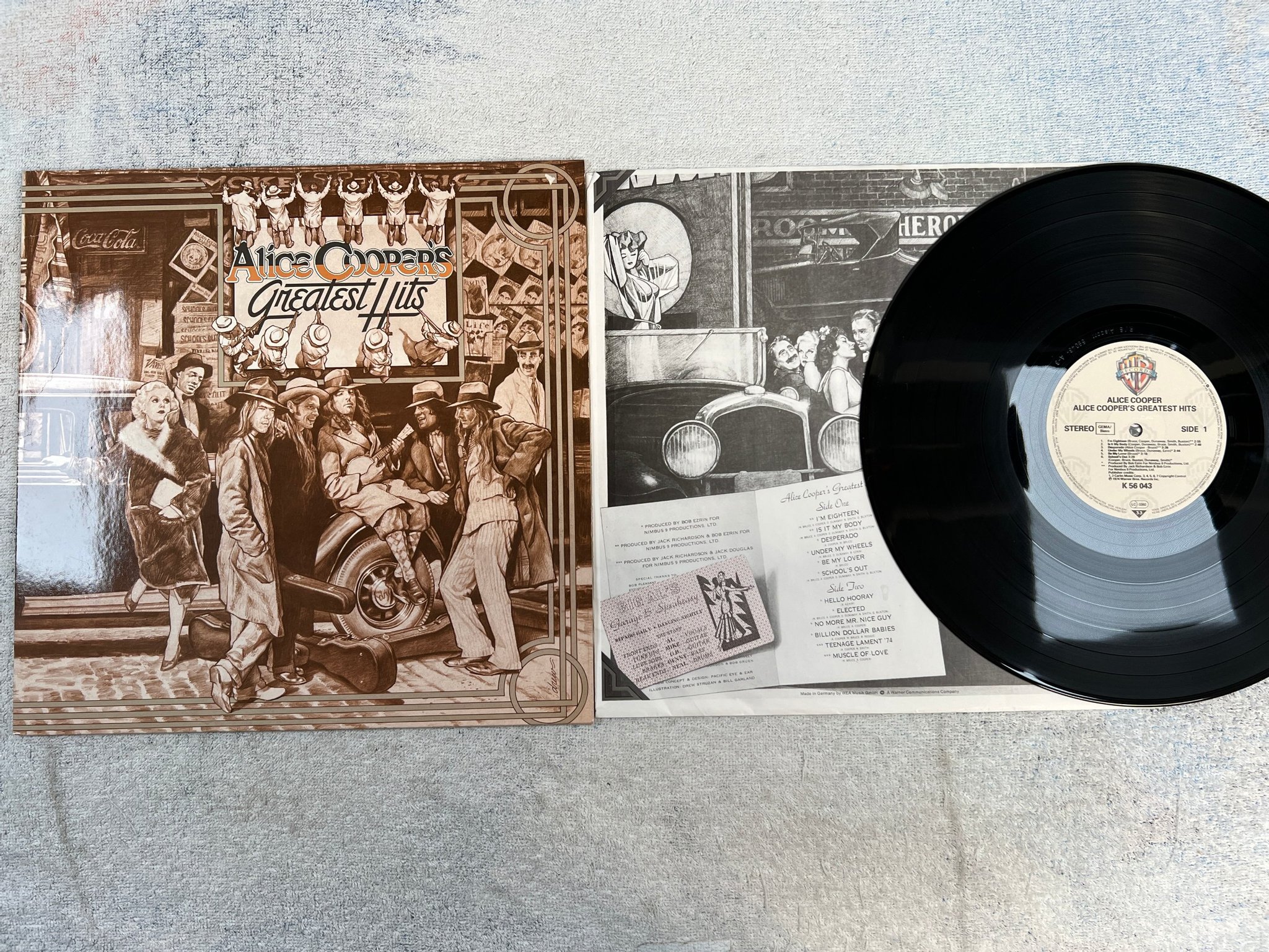 Omslagsbild för skivan ALICE COOPER greatest hits LP re Ger WARNER BROS WB 56 043