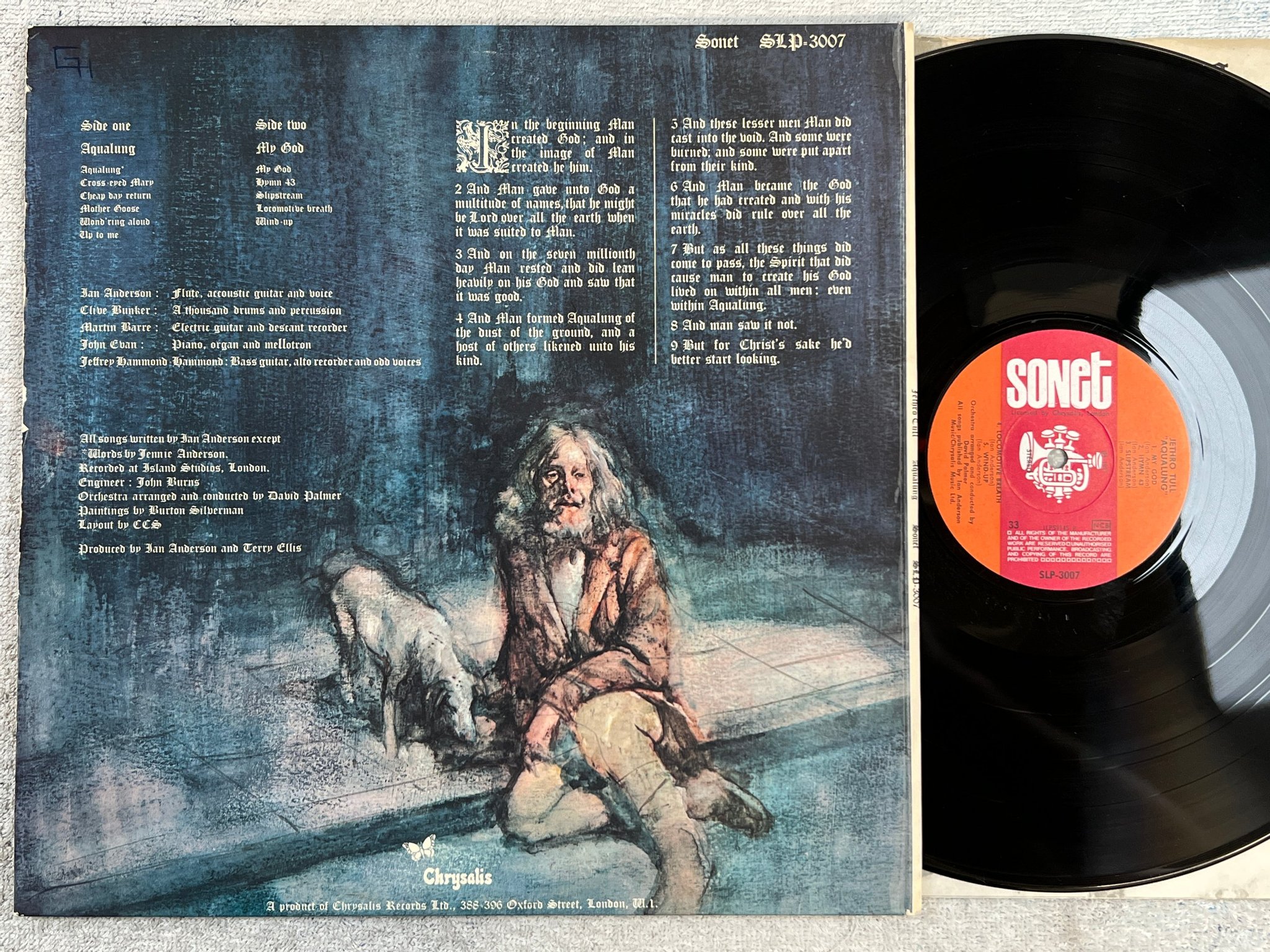 Omslagsbild för skivan JETHRO TULL aqualung LP -71 ncb SONET SLP 3007