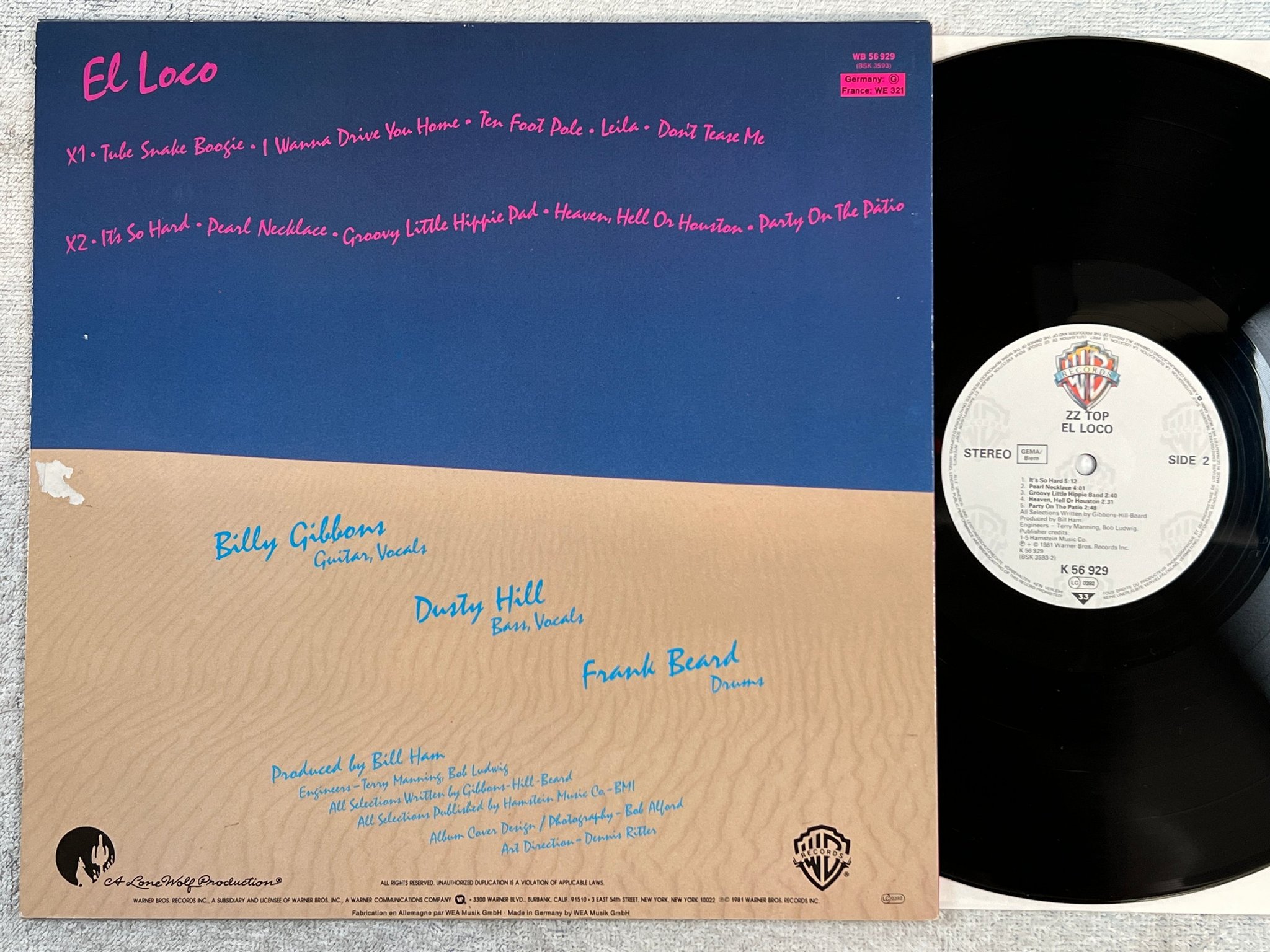 Omslagsbild för skivan ZZ TOP el loco LP -81 WARNER BROS WB 56929