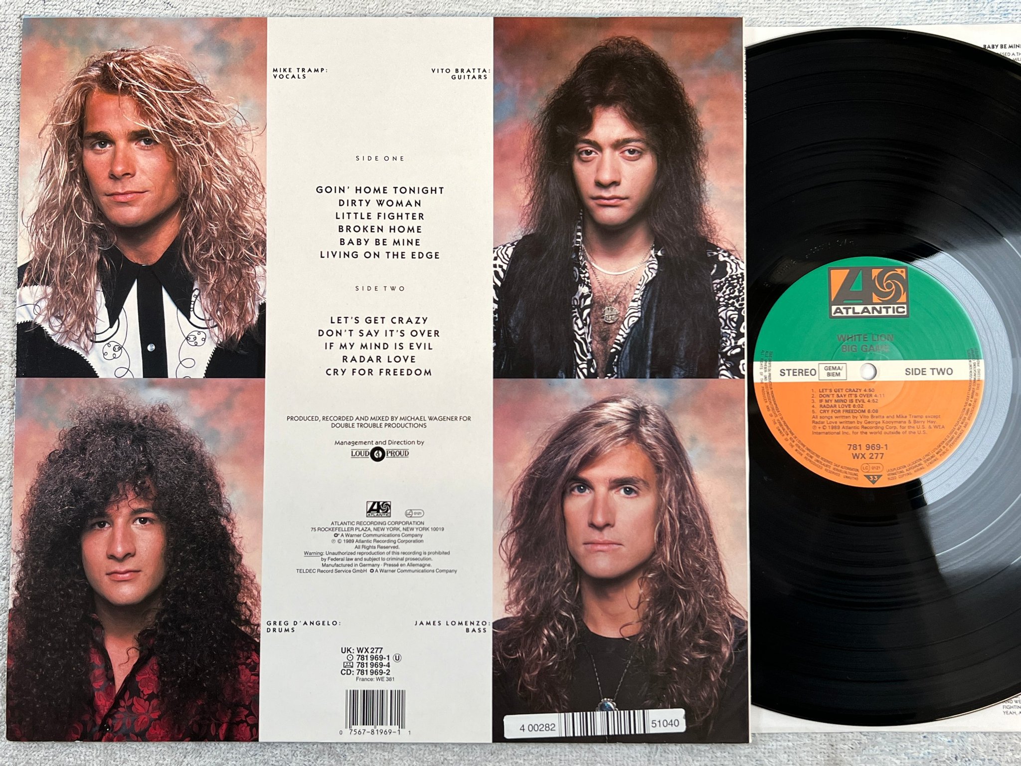 Omslagsbild för skivan WHITE LION big game LP -89 Ger ATLANTIC 781 969-1