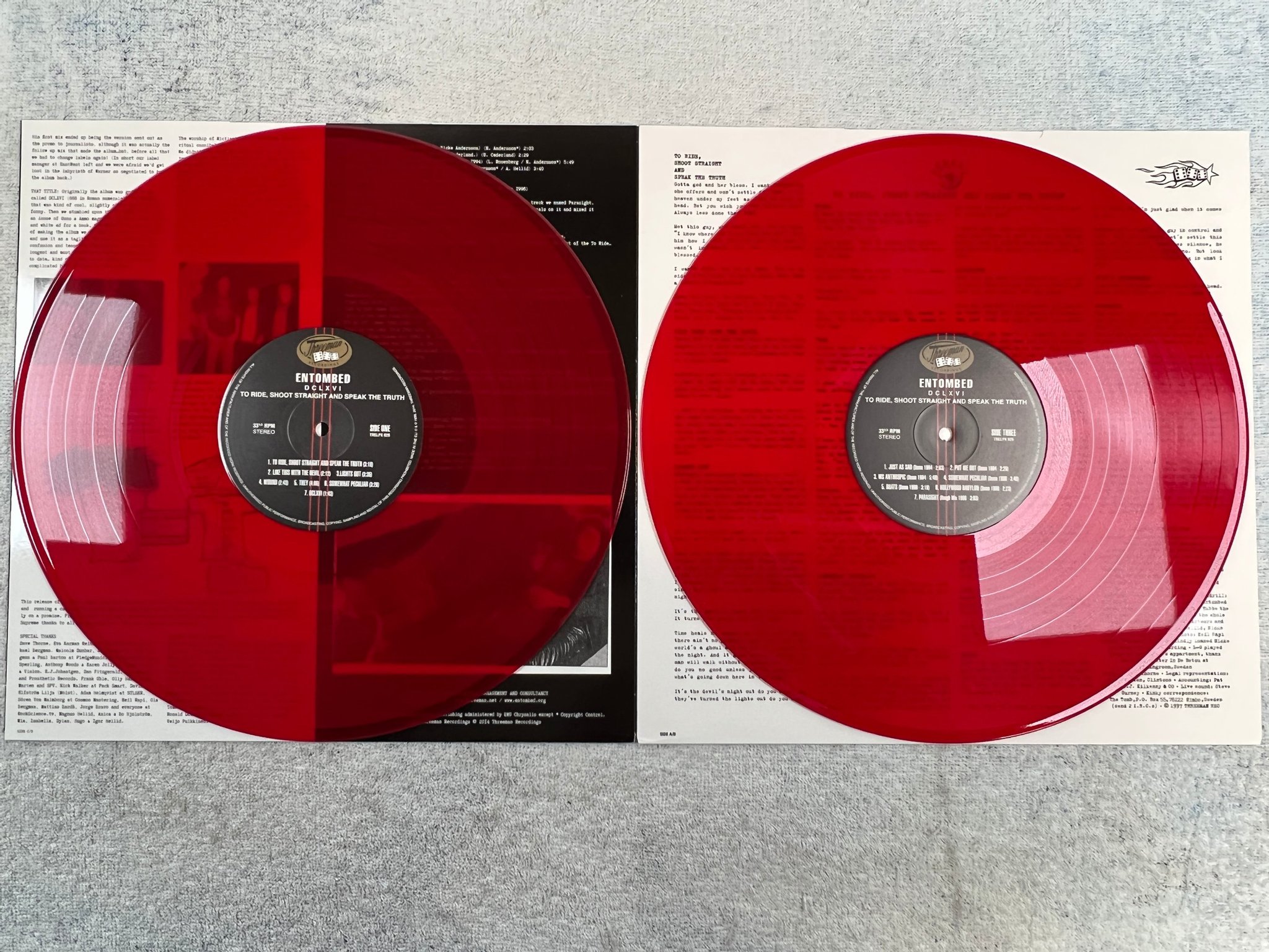 Omslagsbild för skivan ENTOMBED DCLXVI To Ride 2xLP -2014 Swe THREEMAN TRELPX 026 red vinyl ** RARE **