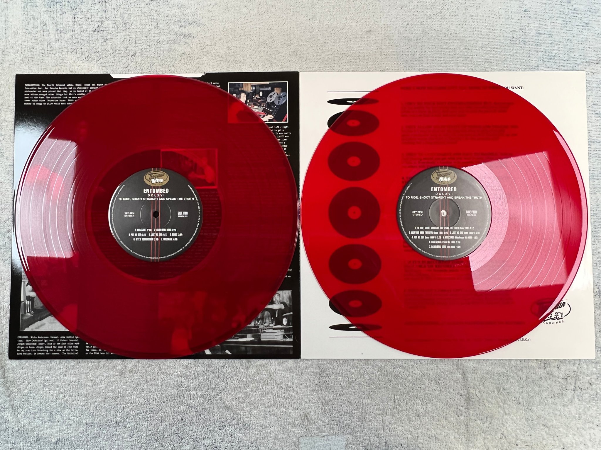 Omslagsbild för skivan ENTOMBED DCLXVI To Ride 2xLP -2014 Swe THREEMAN TRELPX 026 red vinyl ** RARE **