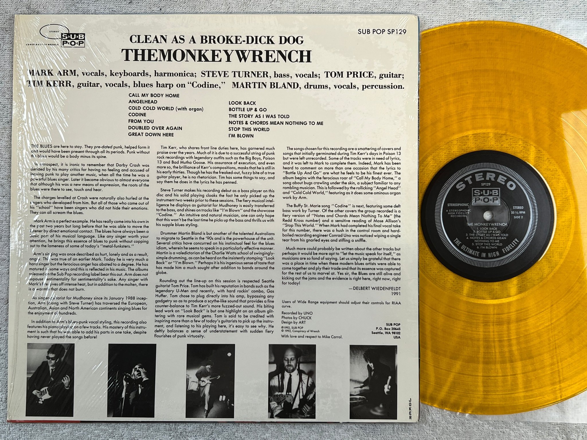 Omslagsbild för skivan THE MONKEYWRENCH Clean As A Broke-Dick Dog LP -92 US SUB POP SP129 grunge