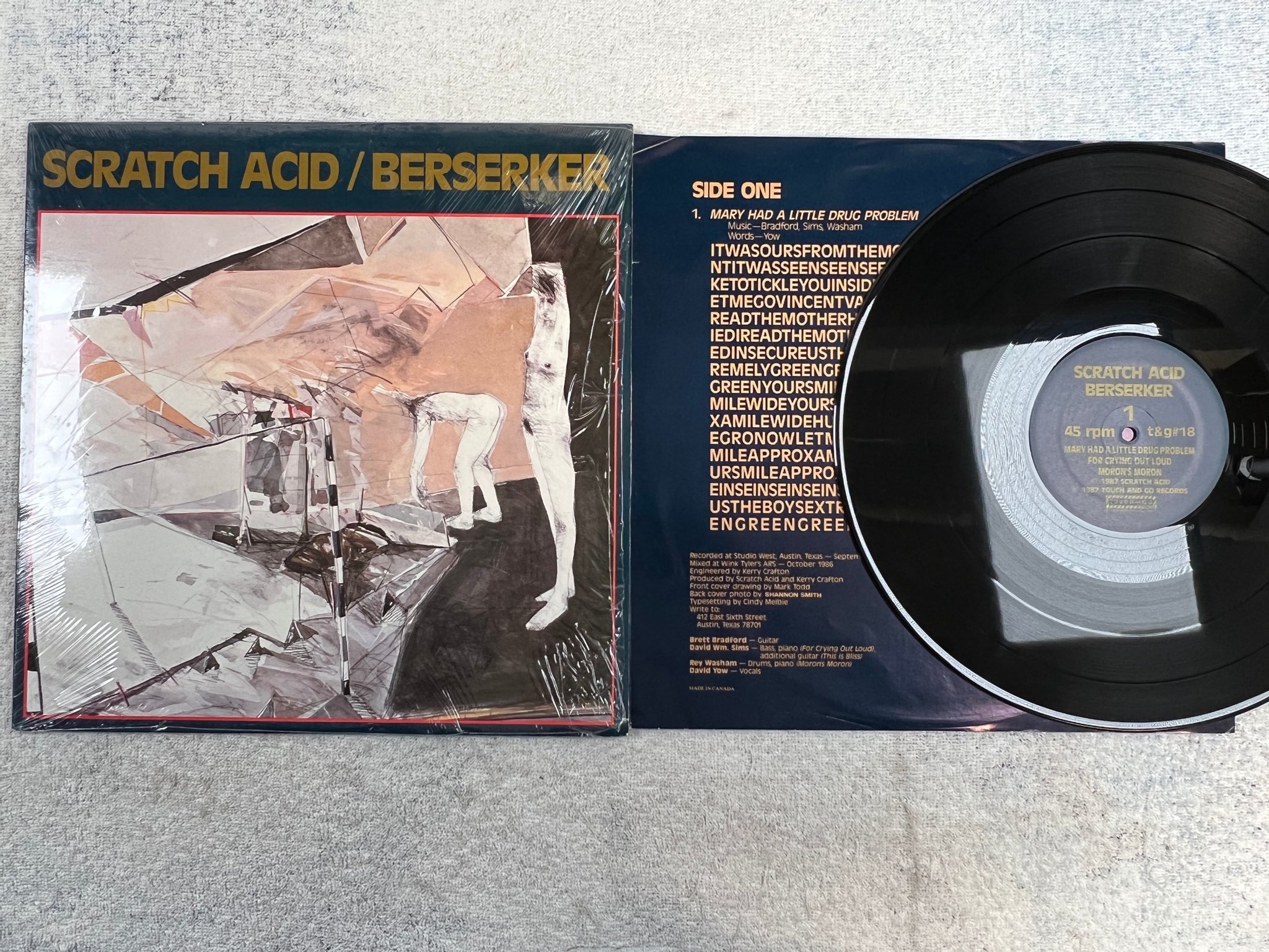Omslagsbild för skivan SCRATCH ACID Berserker 12"EP -87 TOUCH AND GO T&G#18 post-punk
