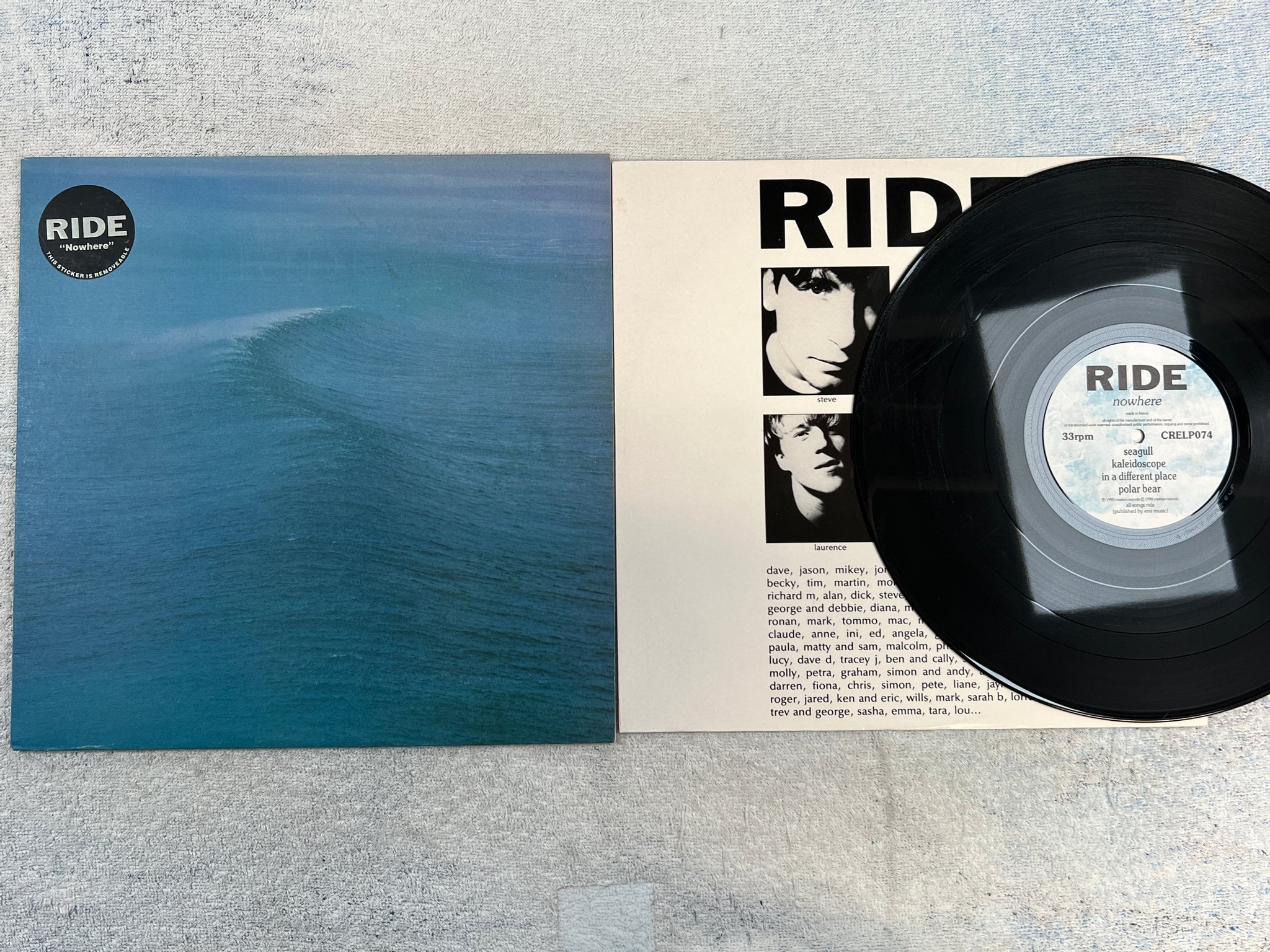 Omslagsbild för skivan RIDE Nowhere LP -90 UK CREATION crelp074 embossed sleeve INDIE ROCK