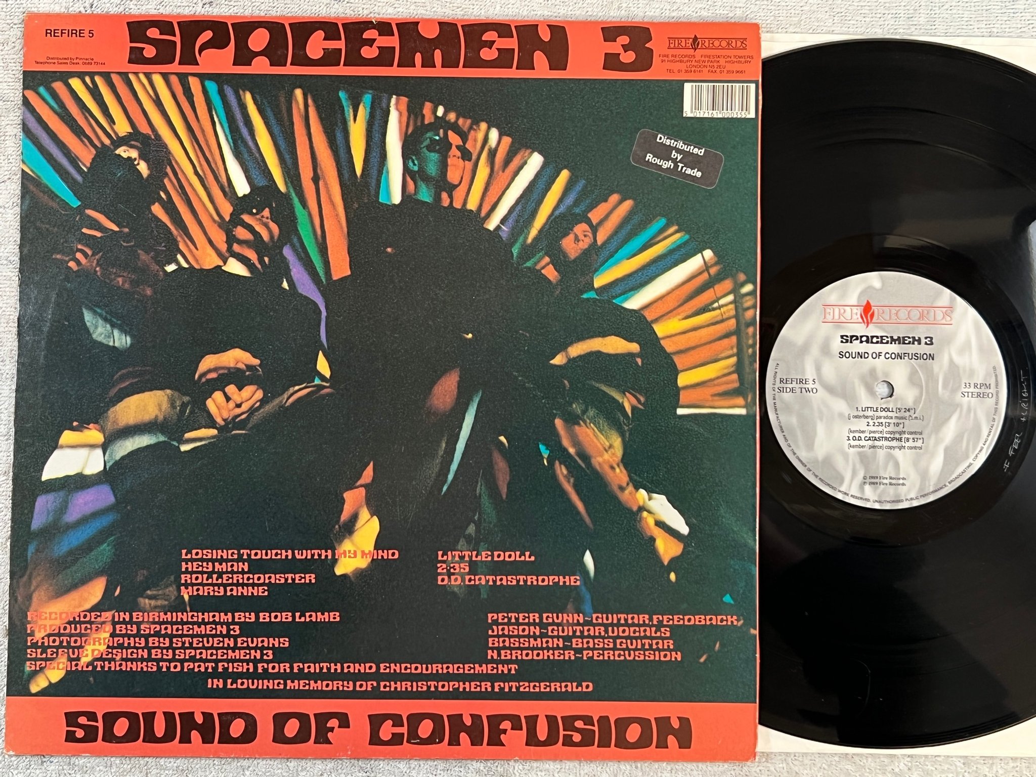 Omslagsbild för skivan SPACEMEN 3 sound of confusion LP re -89 FIRE REFIRE 5 indie rock