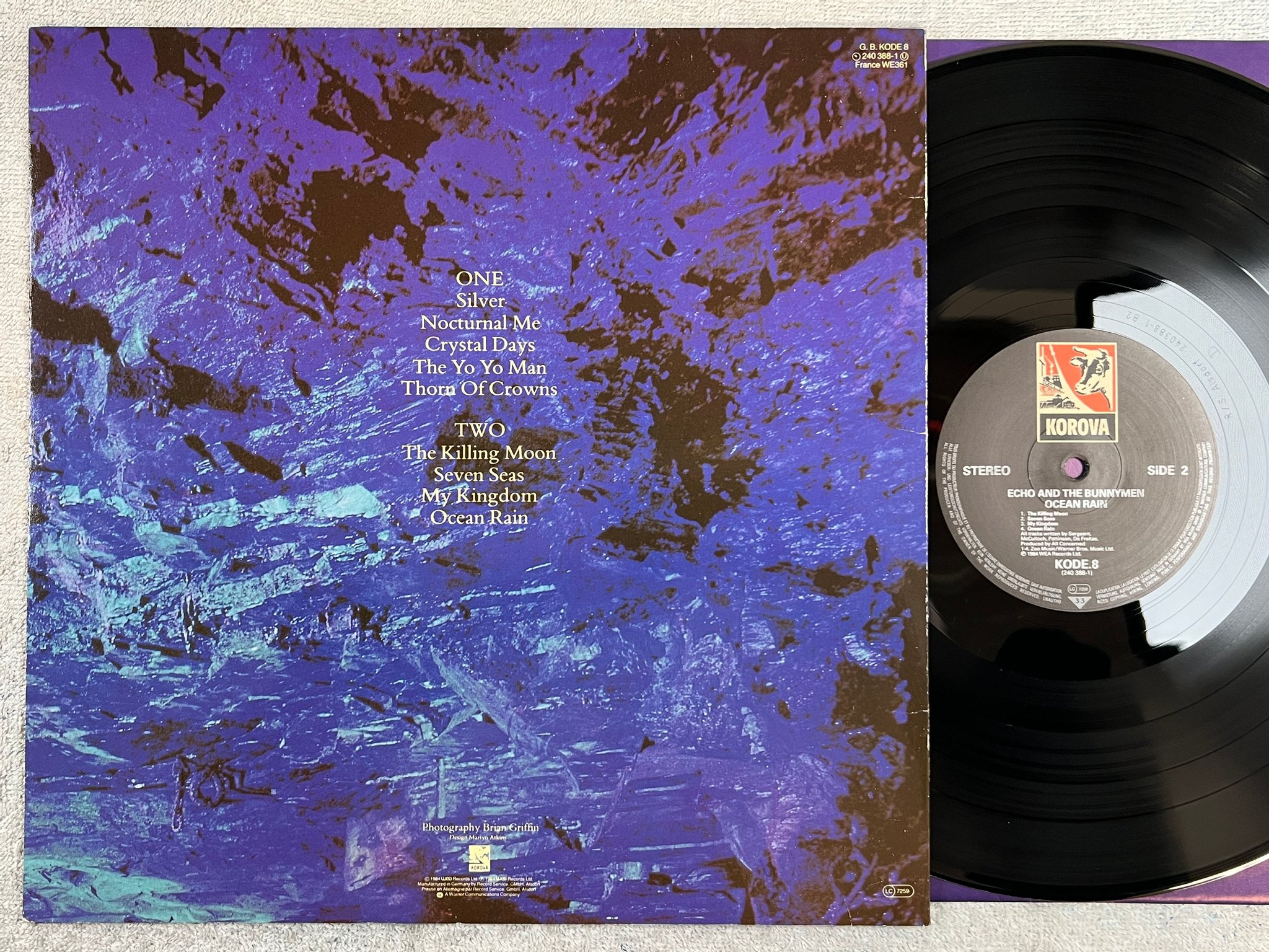 Omslagsbild för skivan ECHO AND THE BUNNYMEN ocen rain LP -84 Ger KORORVA kode 8