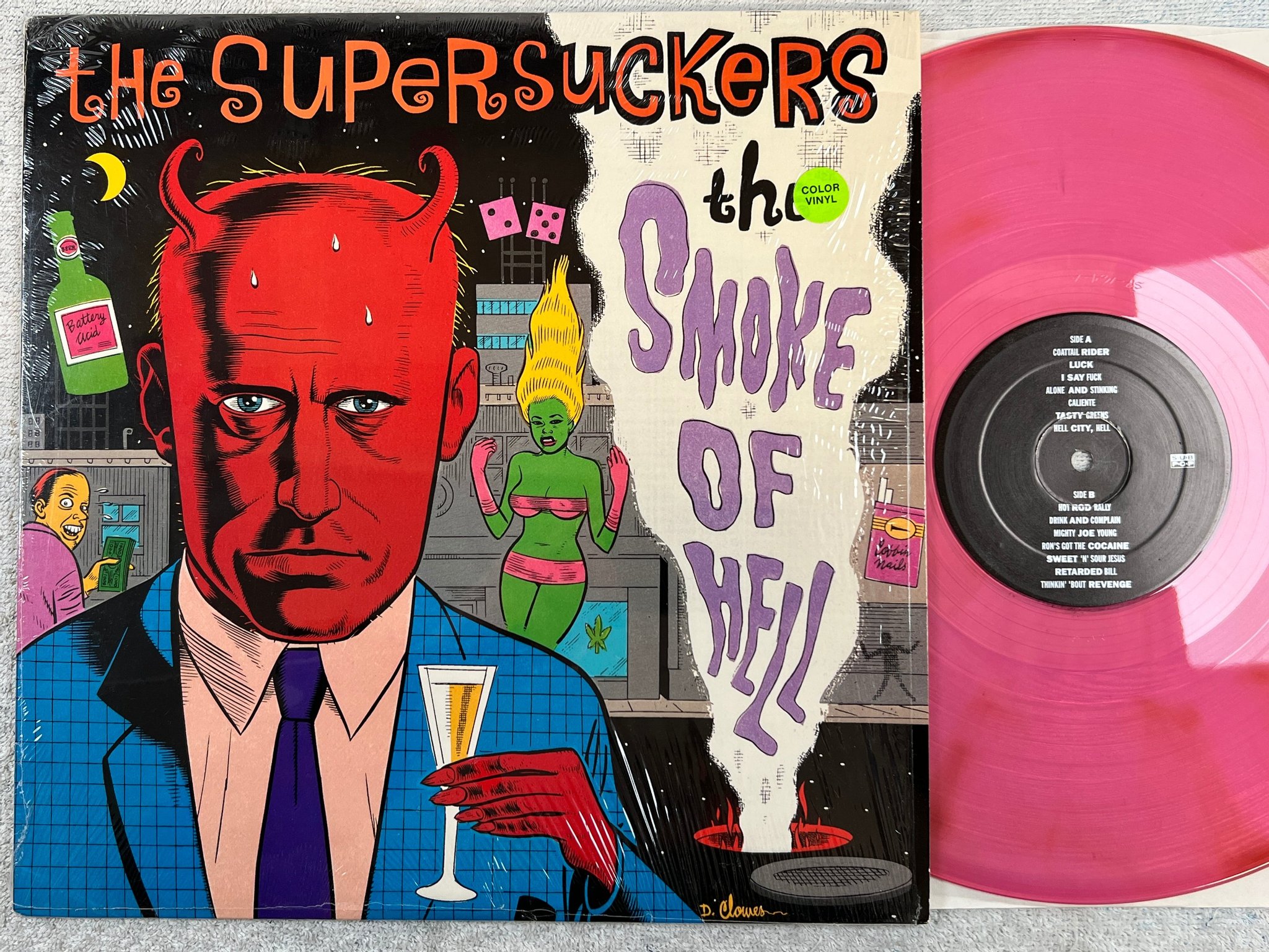Omslagsbild för skivan THE SUPERSUCKERS The Smoke Of Hell LP -92 US SUB POP SP 164 pink vinyl GARAGE