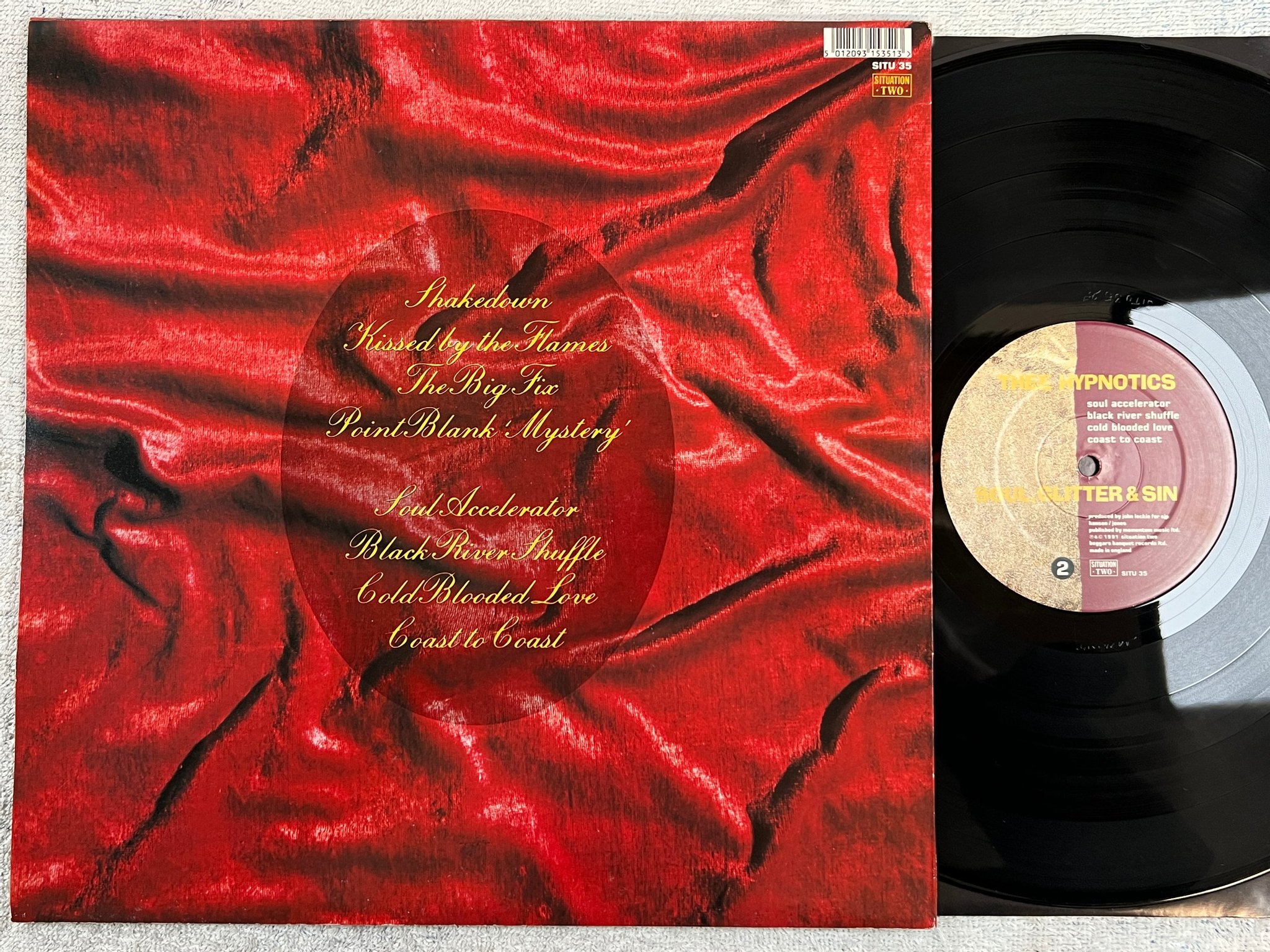 Omslagsbild för skivan THEE HYPNOTICS soul glitter & sin LP -91 UK SITU 35 space rock