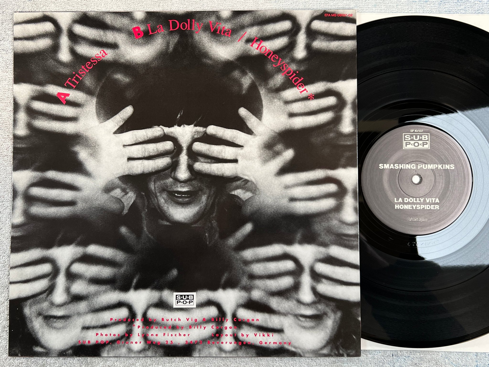 Omslagsbild för skivan SMASHING PUMPKINS Tristessa 12"single -90 Ger SUB POP SP 10/137 ** yeah ** 