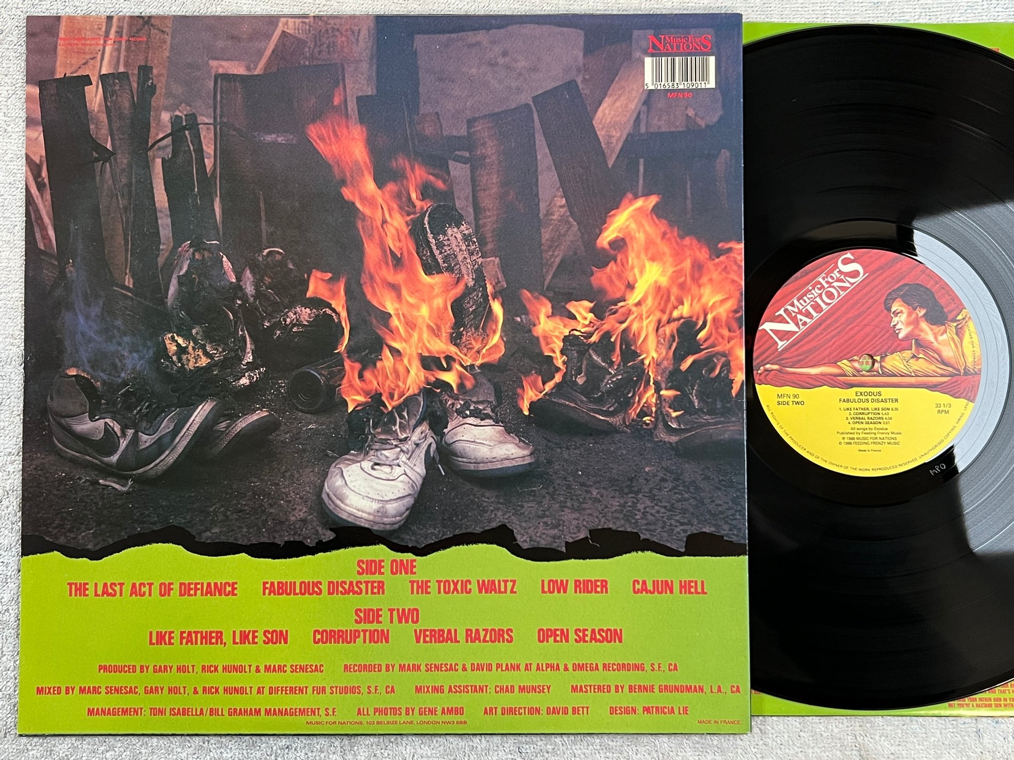 Omslagsbild för skivan EXODUS Fabulous Disaster LP -89 MUSIC FOR NATIONS MFN 90 trash