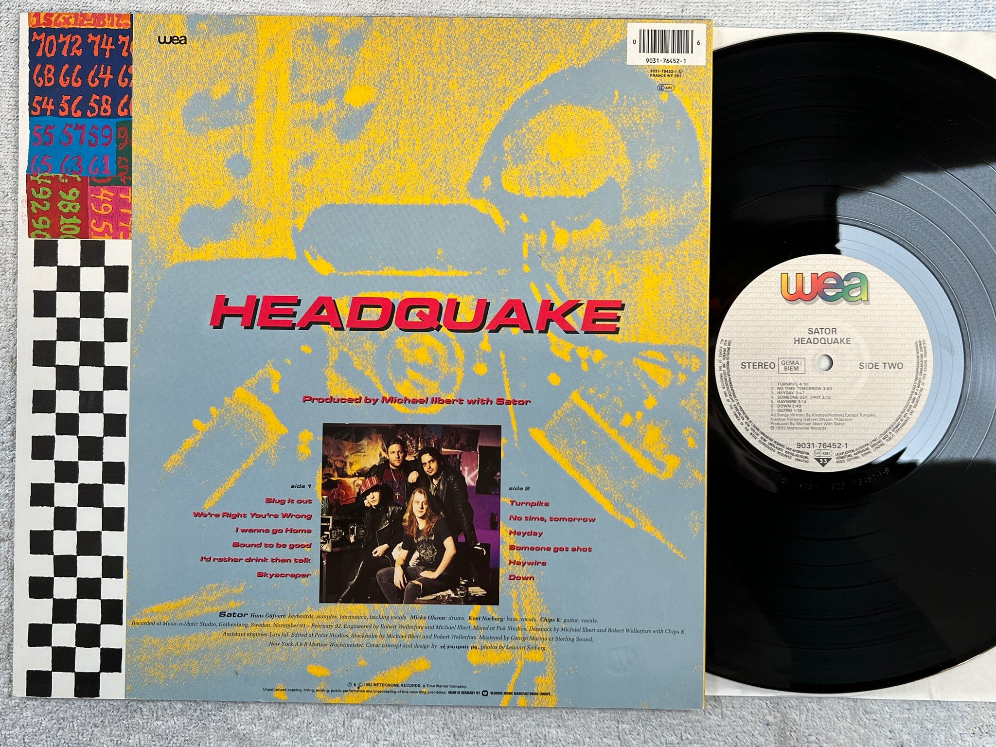 Omslagsbild för skivan SATOR Headquake LP -92 WEA 9031-76452-1 alternative rock 