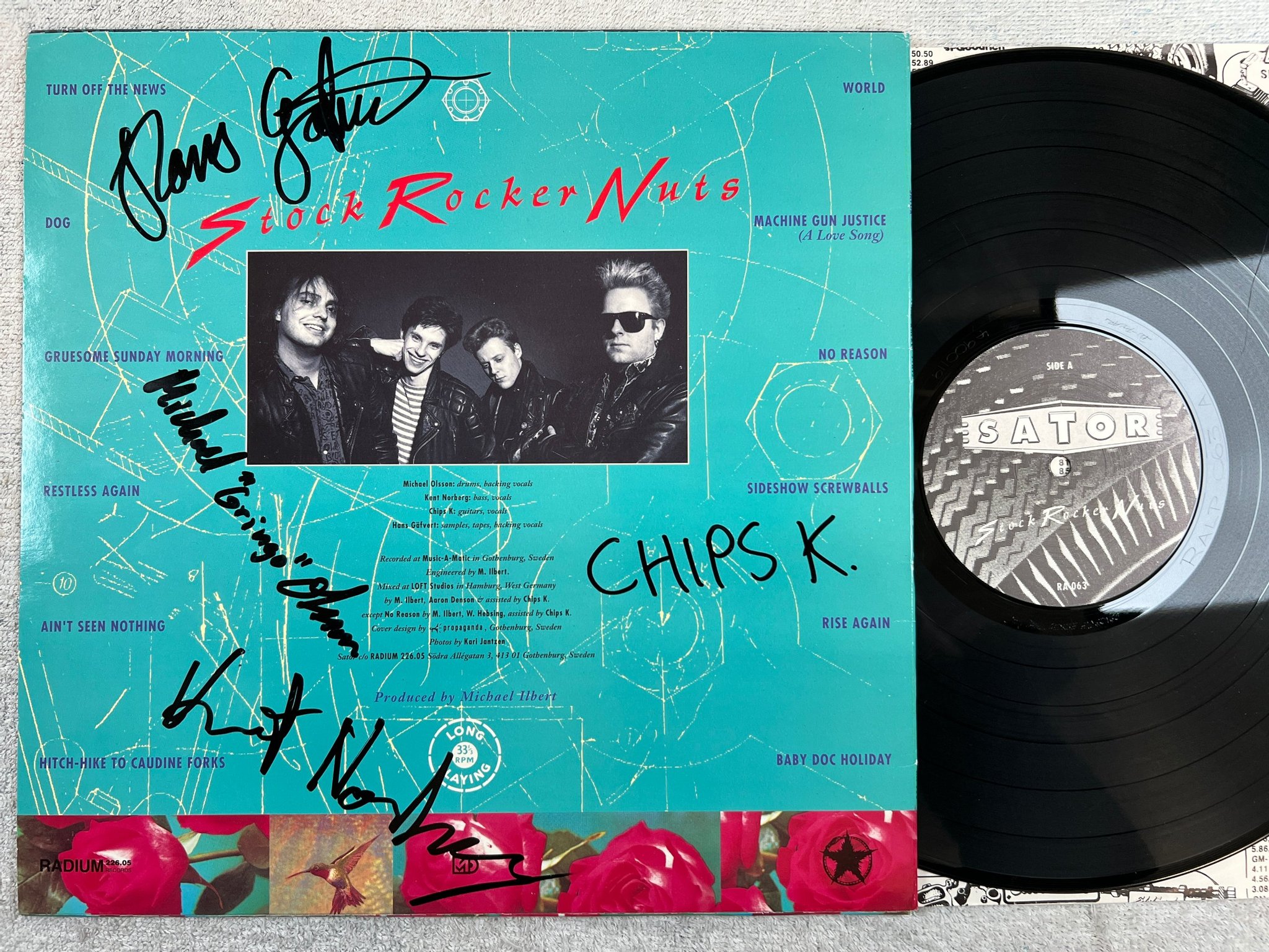 Omslagsbild för skivan SATOR Stock Rocker Nuts LP -90 Swe RADIUM 226.05 RA 063 autographs