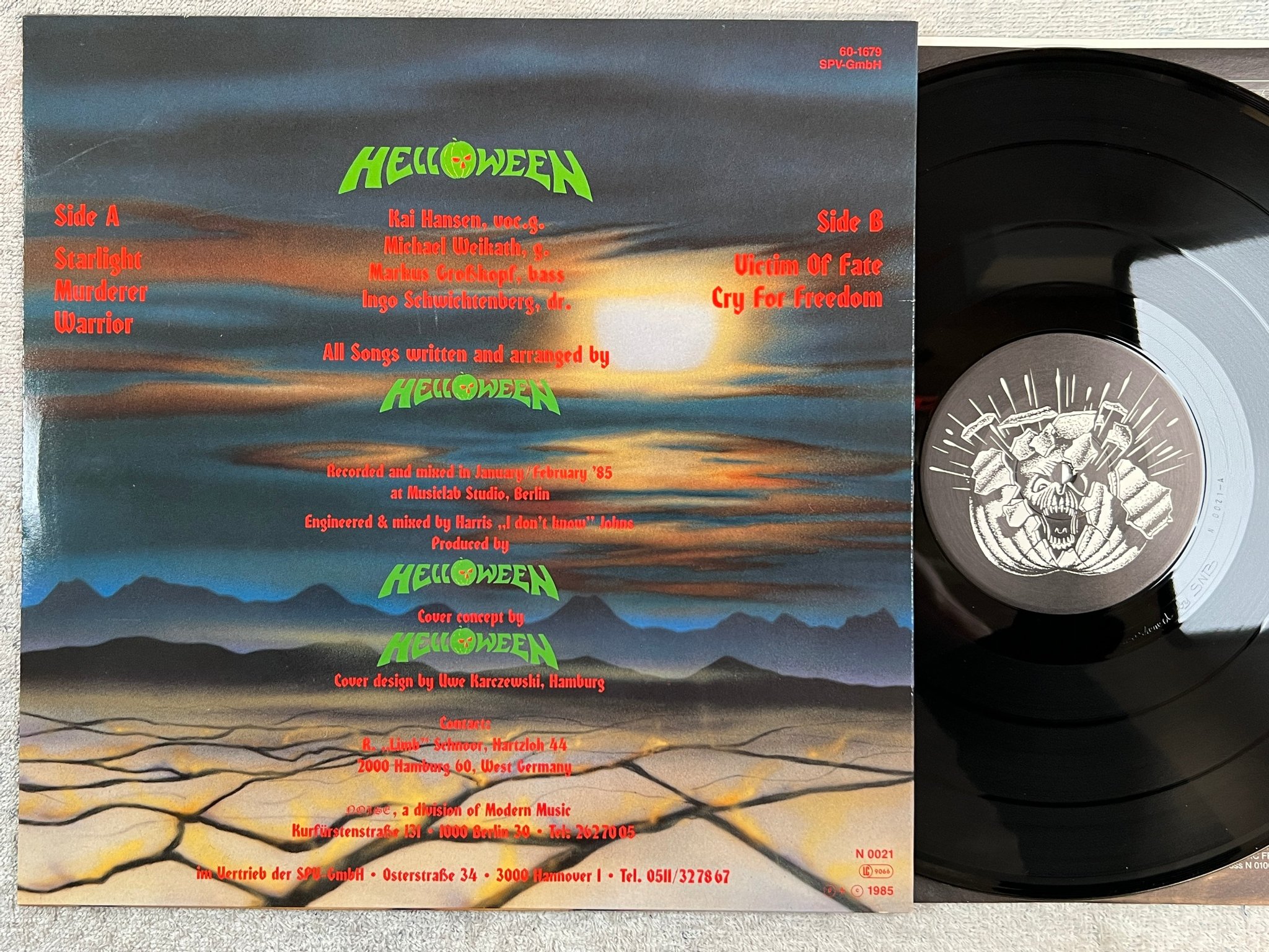 Omslagsbild för skivan HELLOWEEN s/t 12"ep -85 Ger NOISE N 0021 speed metal