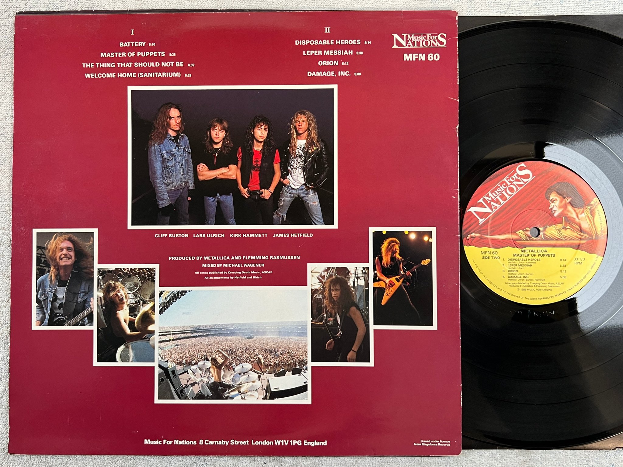 Omslagsbild för skivan METALLICA master of puppets LP -86 UK music for nations MFN 60  