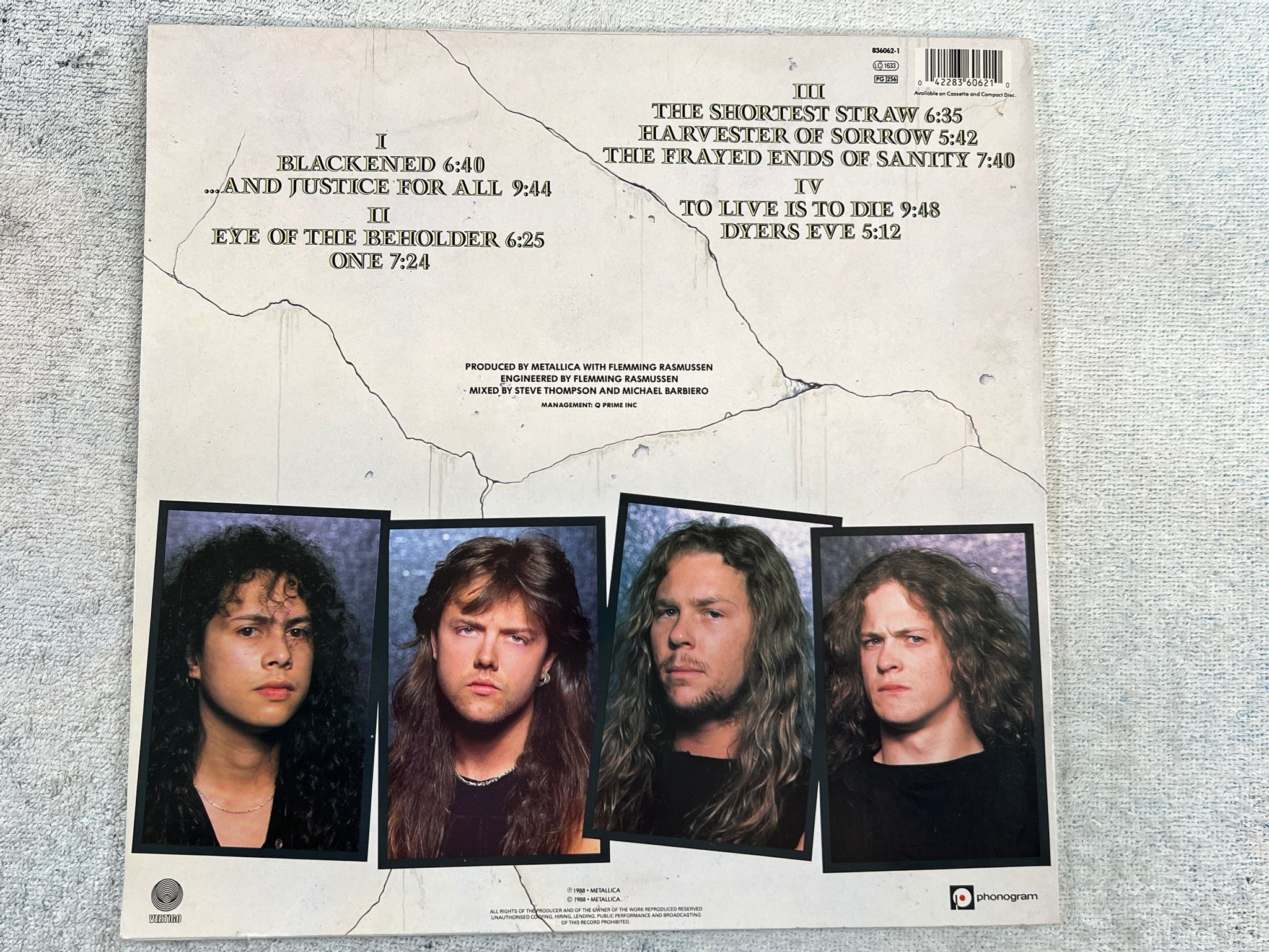 Omslagsbild för skivan METALLICA ...And Justice For All 2xLP -88 VERTIGO 836062-1