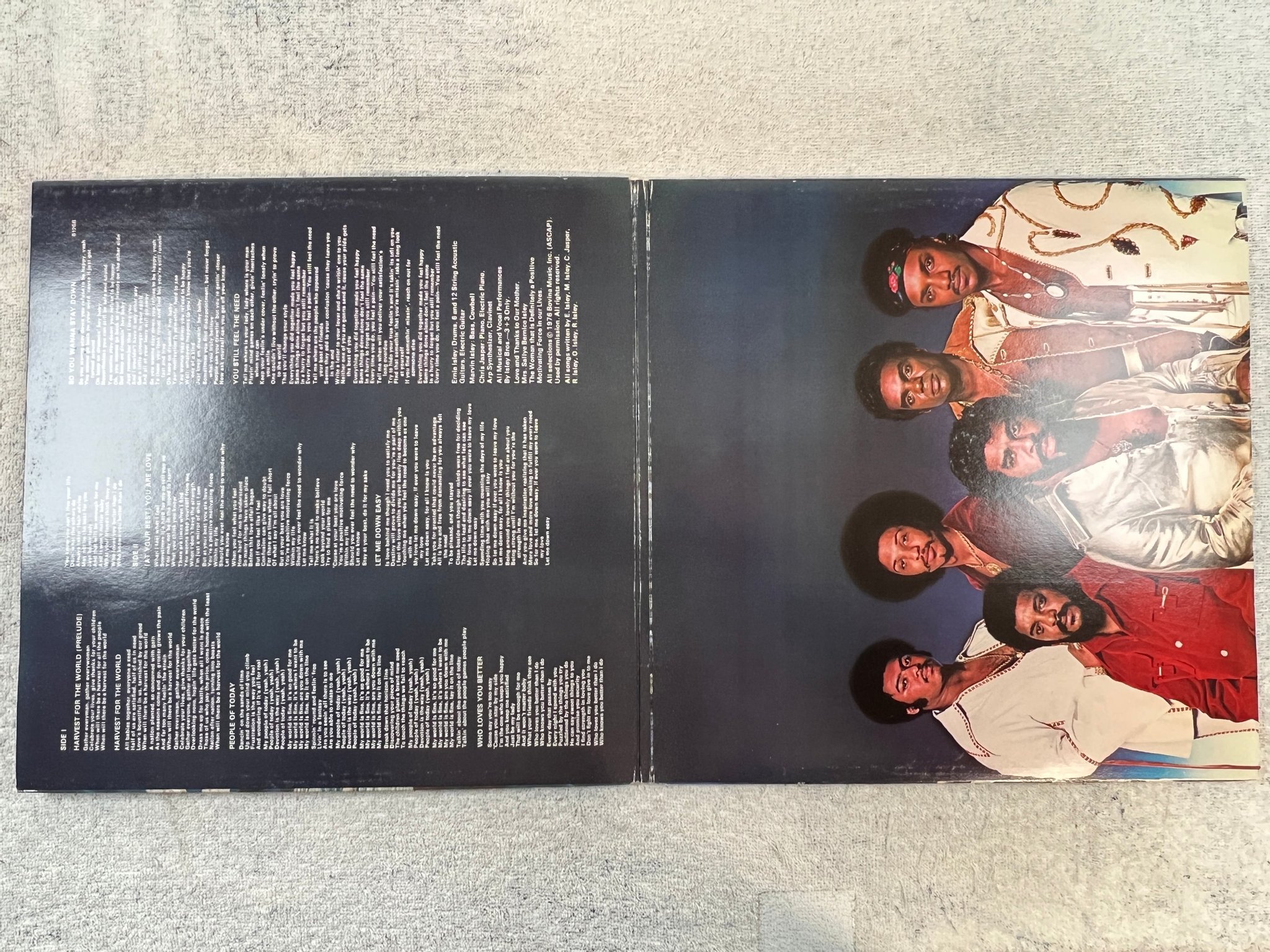 Omslagsbild för skivan THE ISLEY BROTHERS harvest for the world LP -76 Hol EPIC EPC 81268