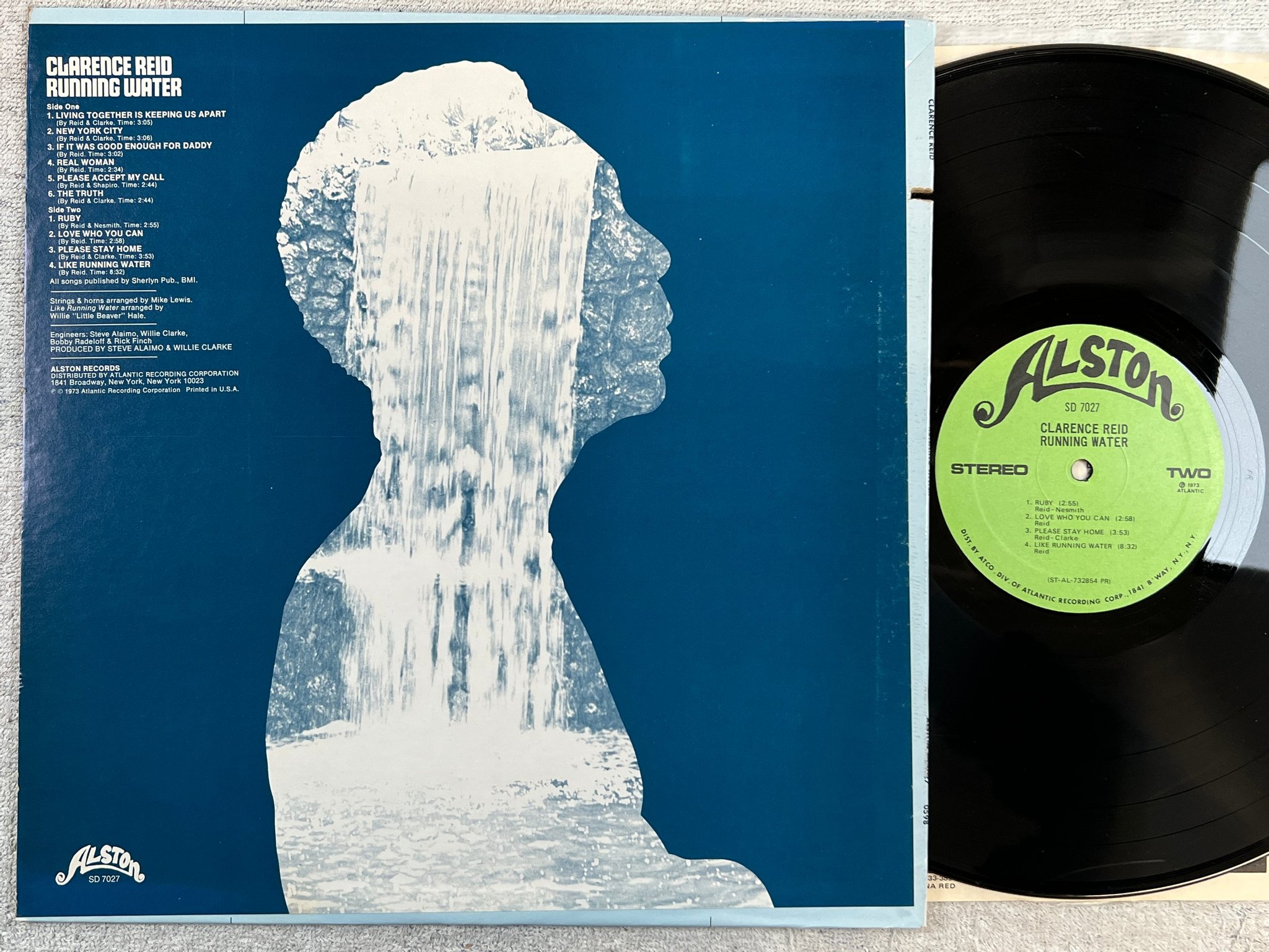 Omslagsbild för skivan CLARENCE REID running water LP -73 US ALSTON SD 7027 rare !!!!