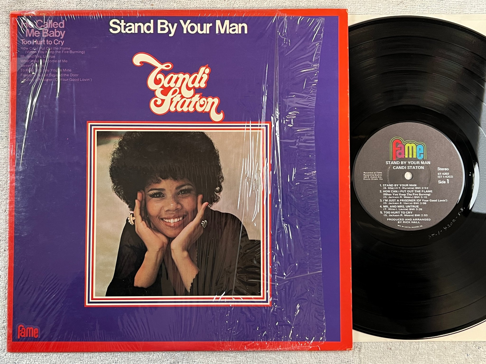 Omslagsbild för skivan CANDI STATON stand by your man LP -71 US FAME ST-4202 **rare**