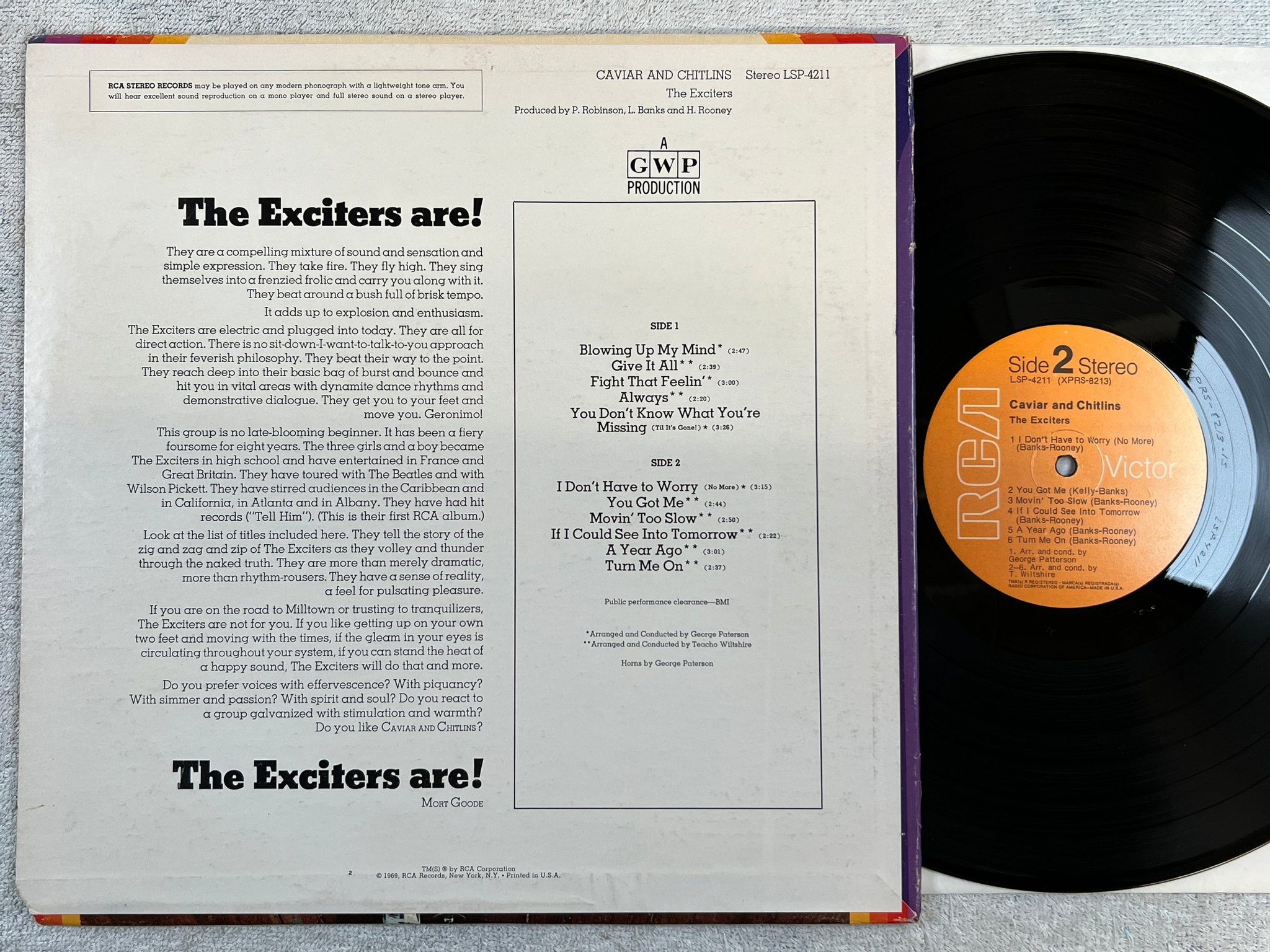 Omslagsbild för skivan THE EXCITERS caviar and chitlins LP -69 US RCA LSP 4211 ** rare soul **