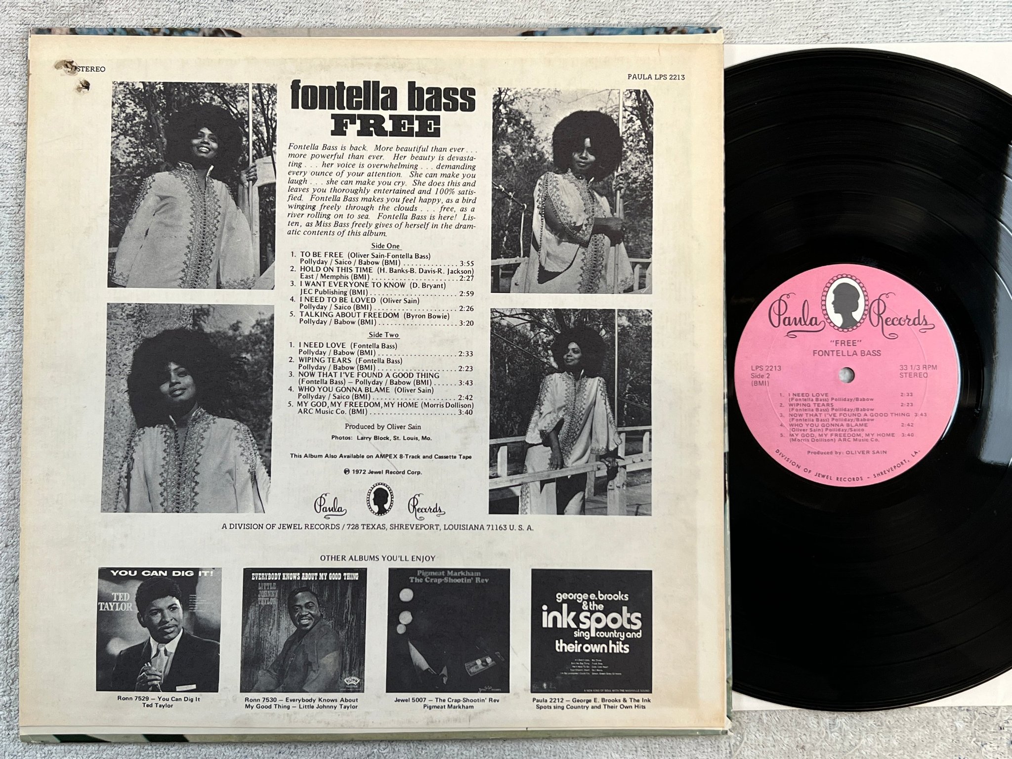 Omslagsbild för skivan FONTELLA BASS free  LP -72 US PAULA LPS 2213 