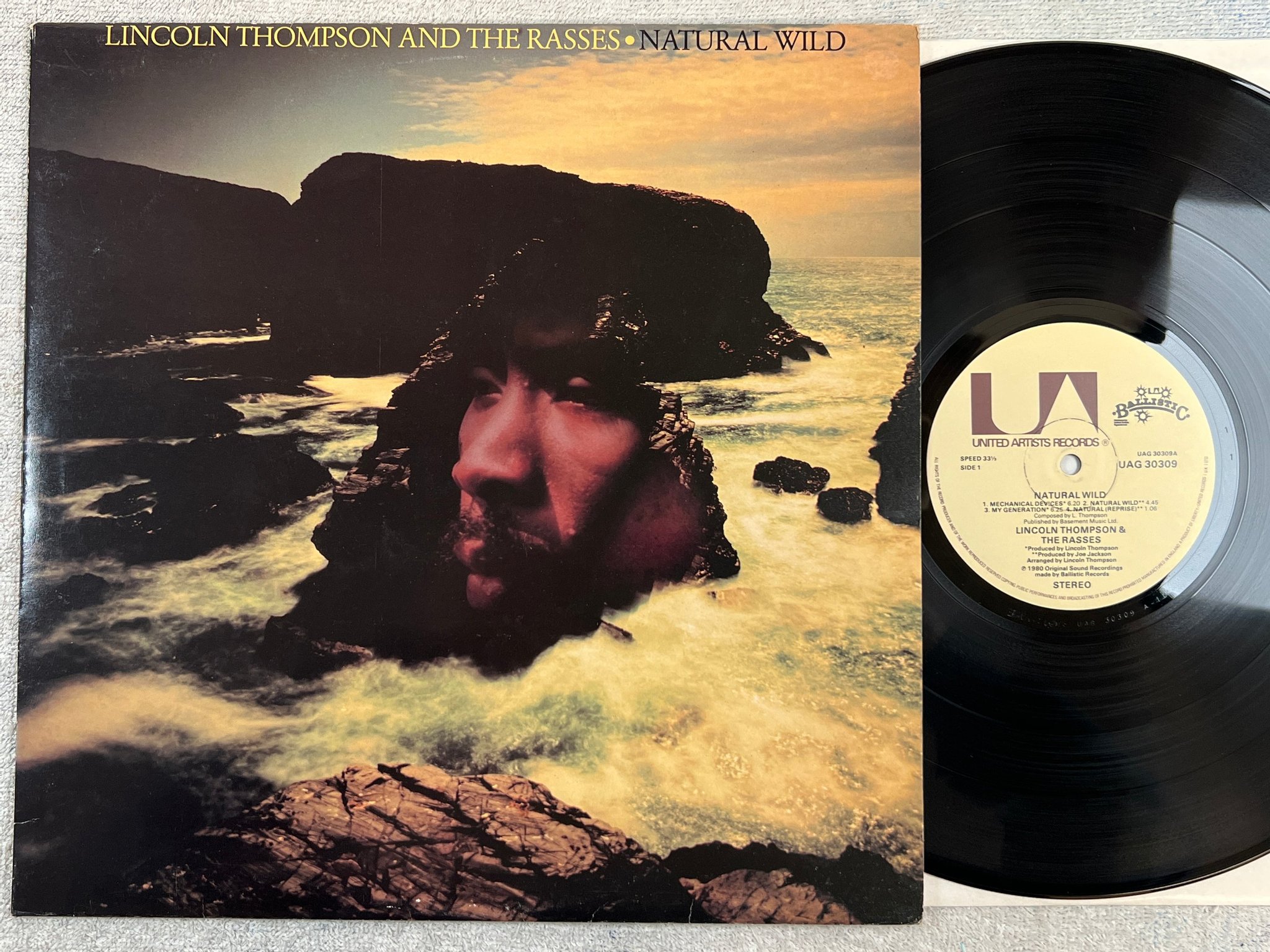 Omslagsbild för skivan LINCOLN THOMPSON & THE RASSES natural wild LP -80 UK UA BALLISTIC UAG 30309