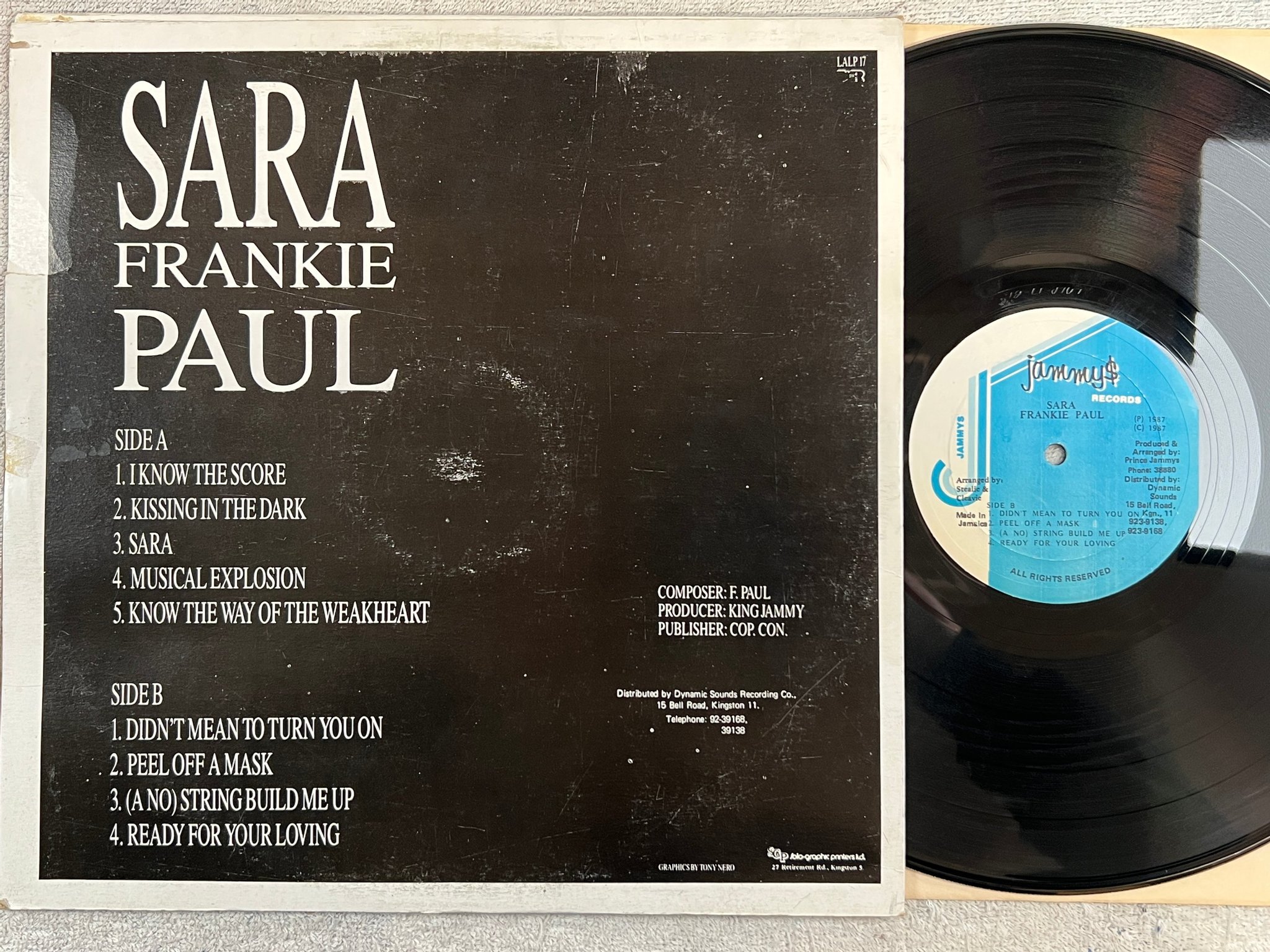 Omslagsbild för skivan FRANKIE PAUL Sara LP -87 Jamaica JAMMYS  LALP 17 dancehall