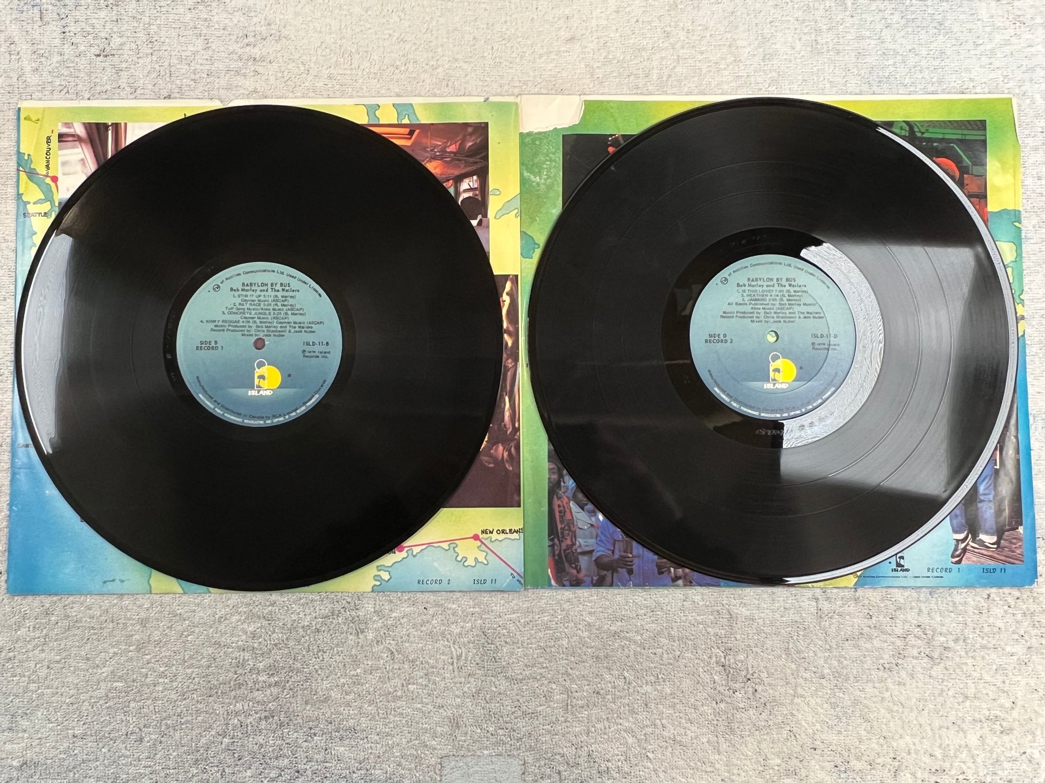 Omslagsbild för skivan BOB MARLEY & THE WAILERS babylon by bus 2xLP -78 Can ISLAND ISLD-11 