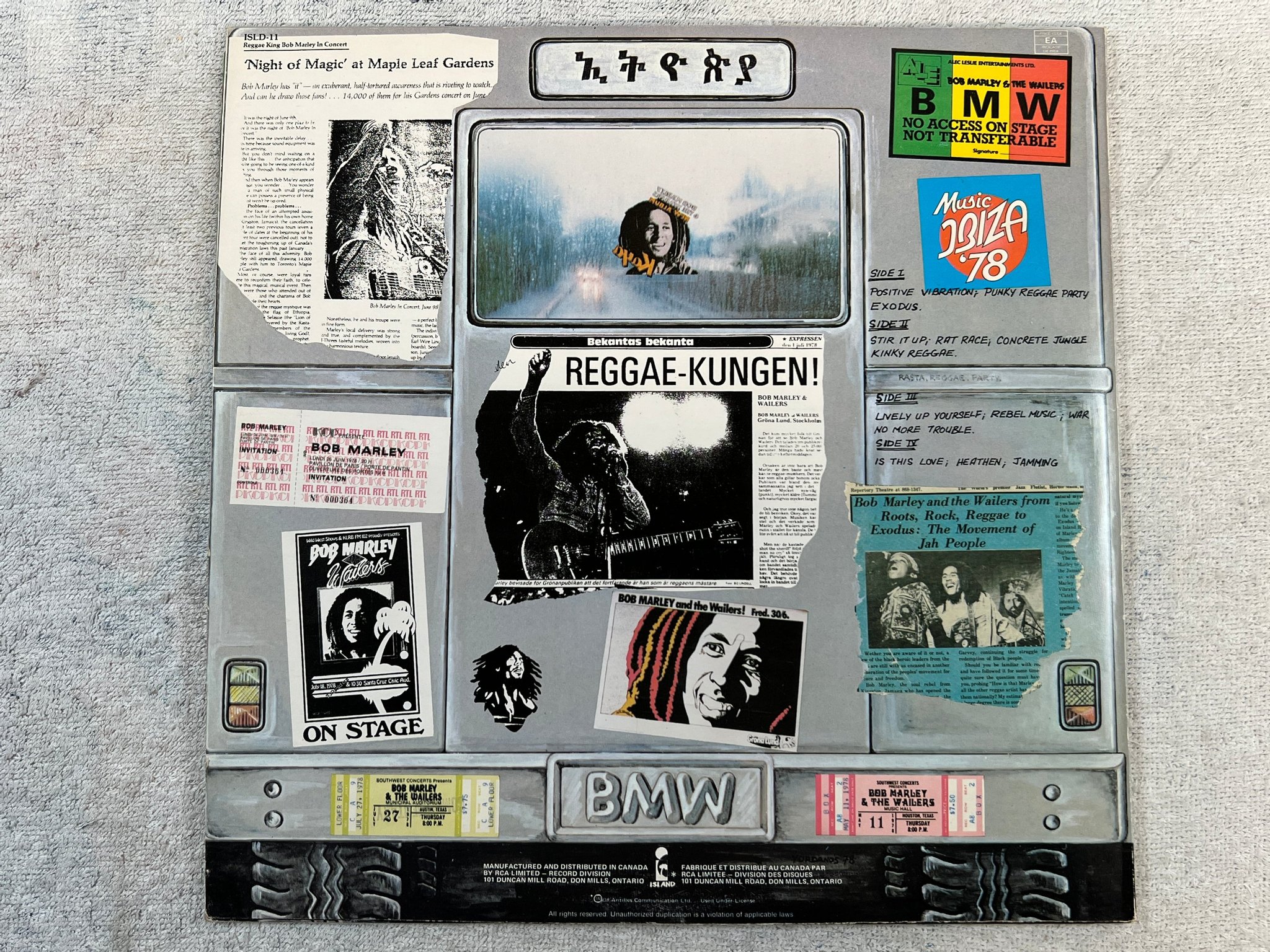 Omslagsbild för skivan BOB MARLEY & THE WAILERS babylon by bus 2xLP -78 Can ISLAND ISLD-11 