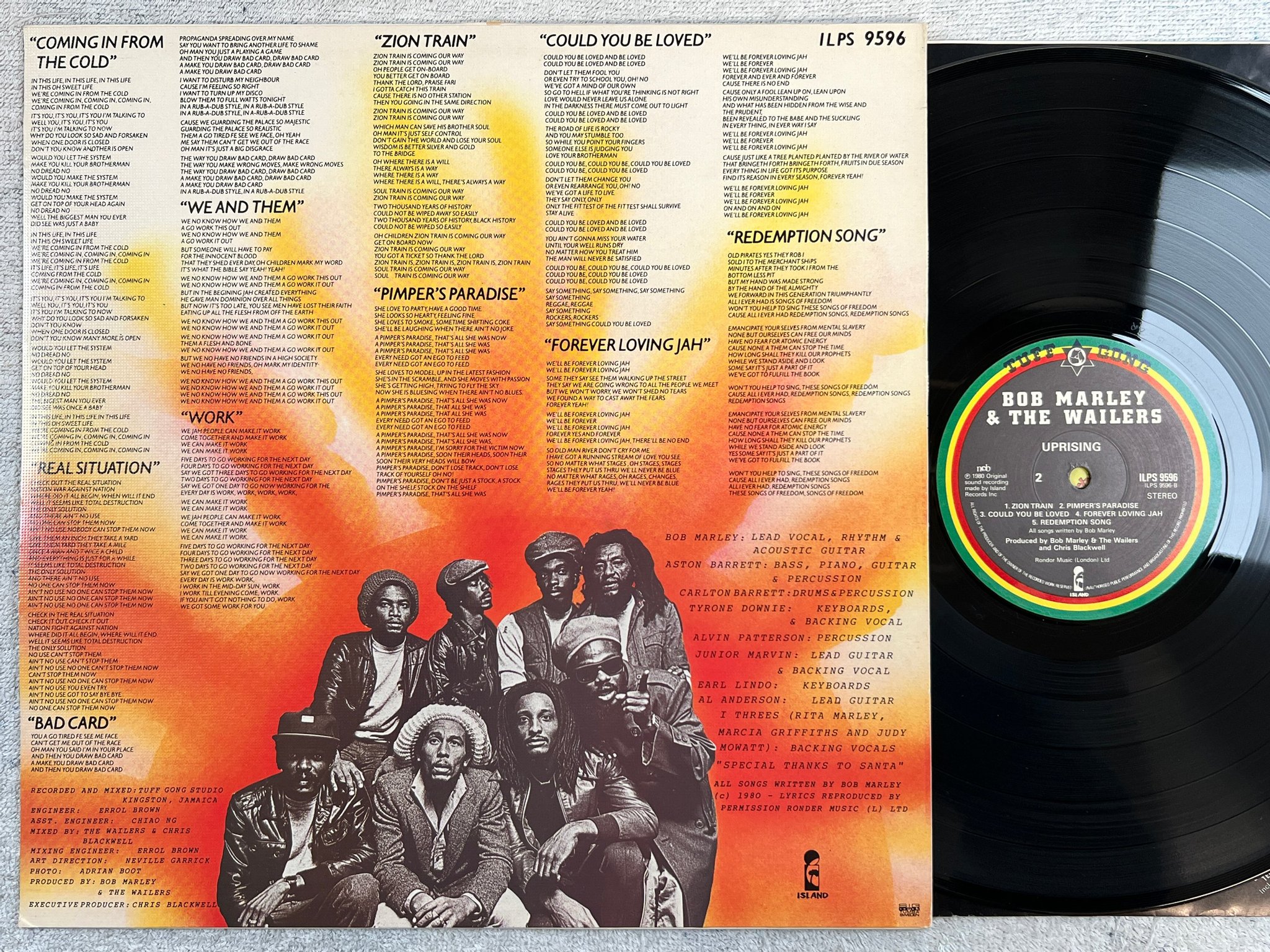 Omslagsbild för skivan BOB MARLEY & THE WAILERS uprising LP -809 Swe ISLAND ILPS 9596