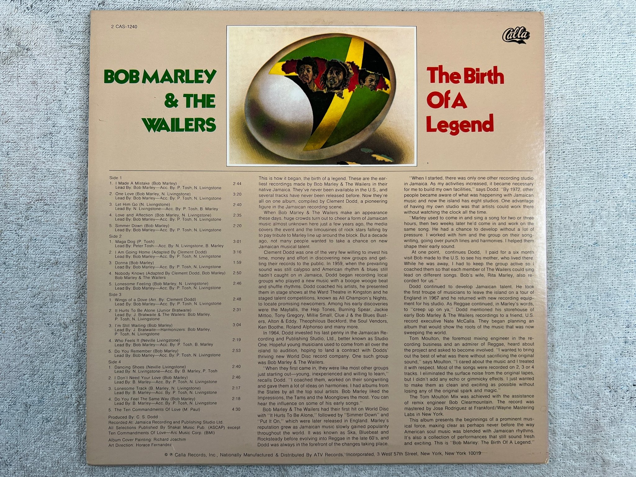 Omslagsbild för skivan BOB MARLEY & THE WAILERS the birth of a legend 2xLP US CALLA 2 CAS-1240