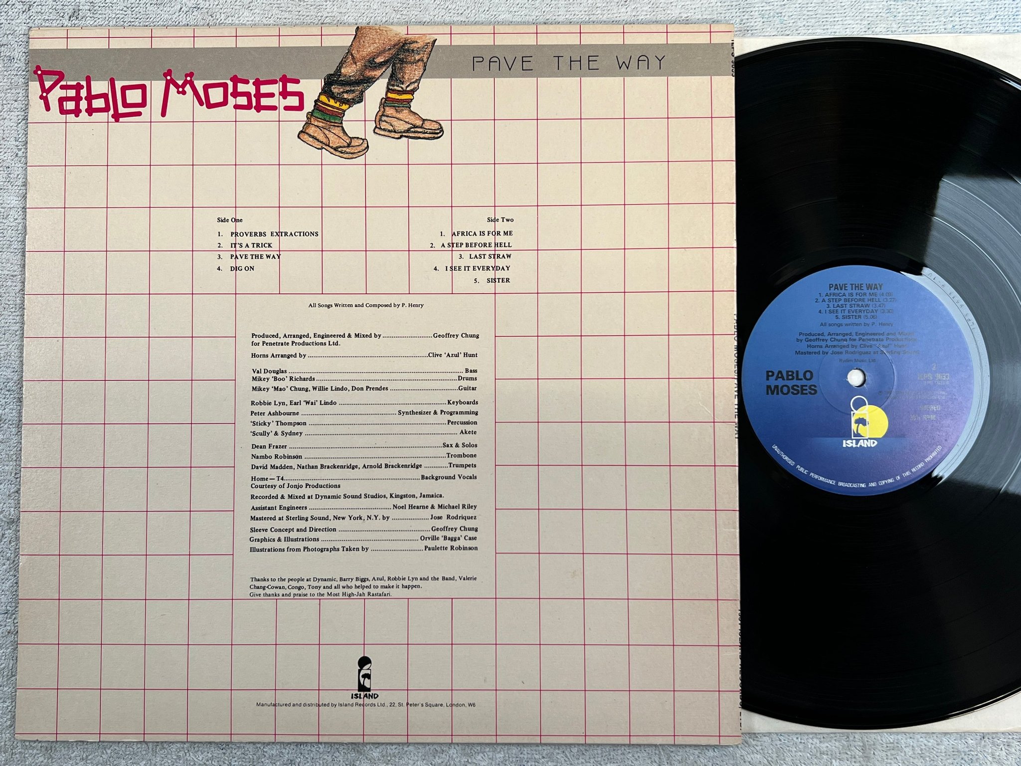 Omslagsbild för skivan PABLO MOSES pave the way LP -81 UK ISLAND ILPS 9633