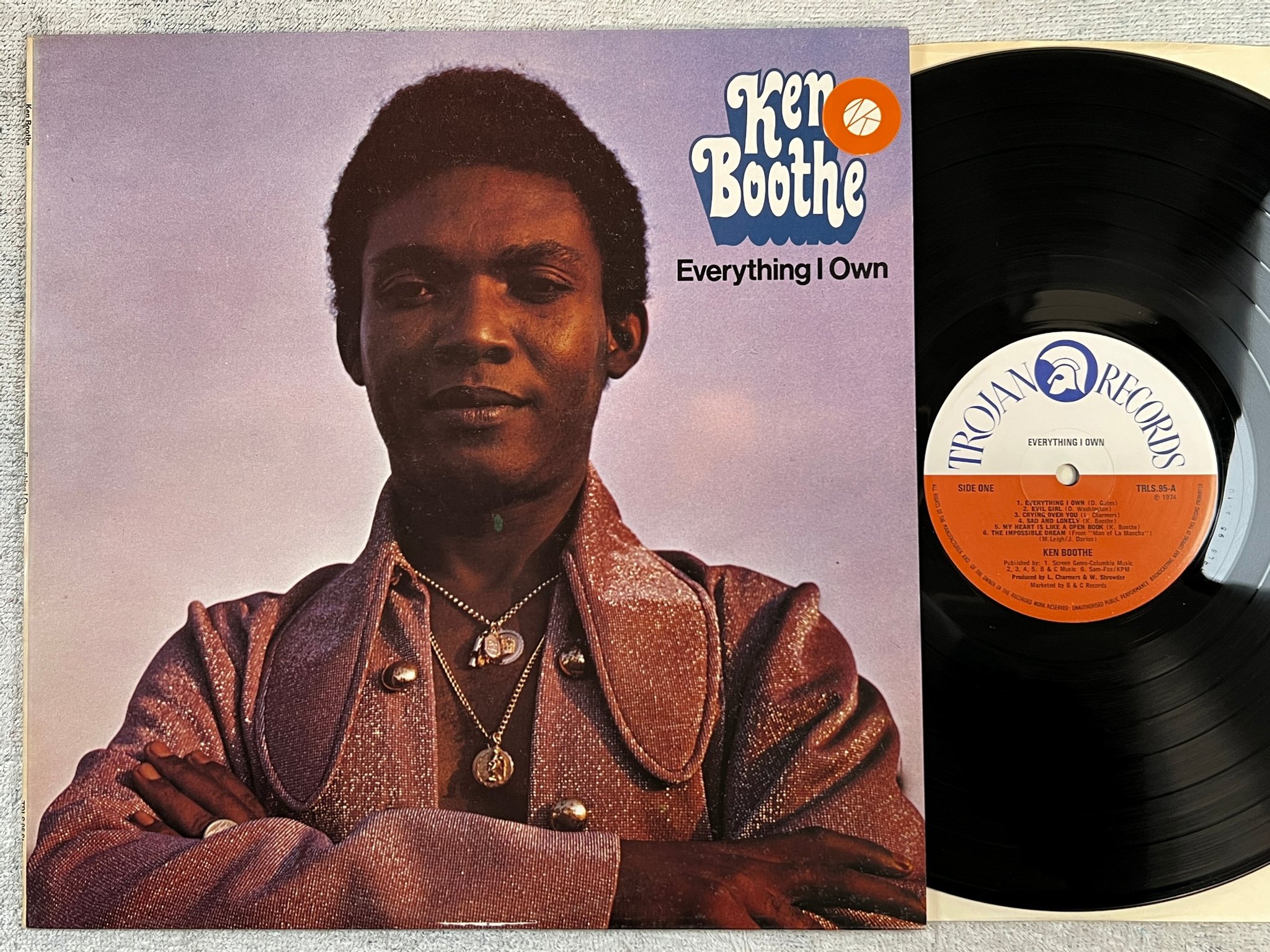 Omslagsbild för skivan KEN BOOTHE everything I own LP -74 UK TROJAN TRLS 95