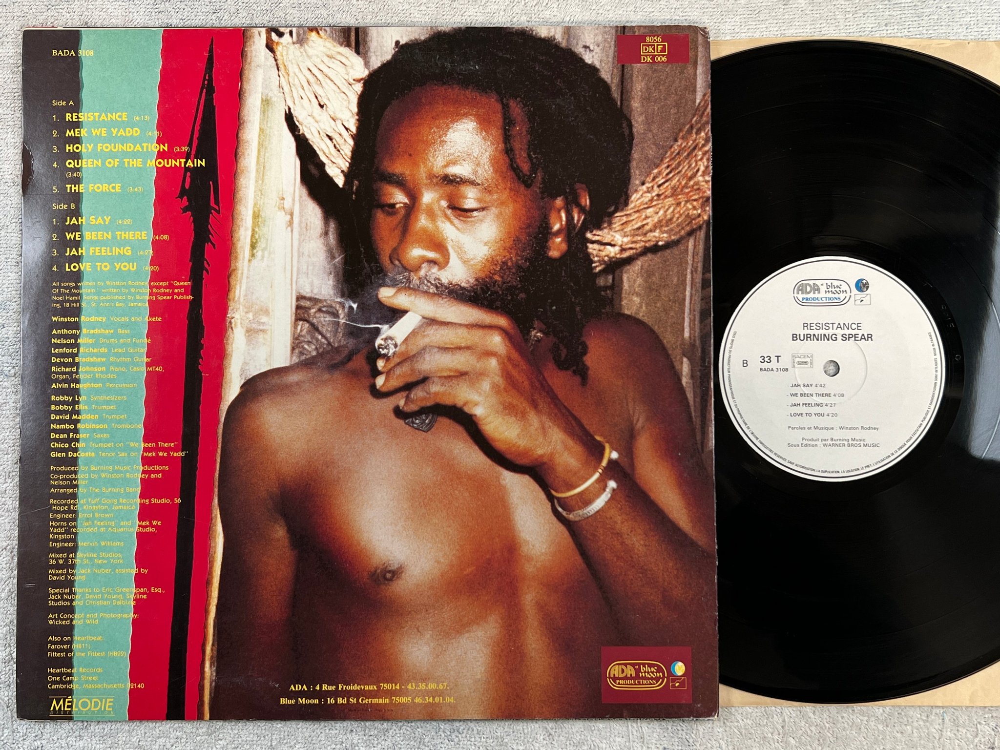 Omslagsbild för skivan BURNING SPEAR resistance LP Fra ADA  BLUE MOON BADA-3208