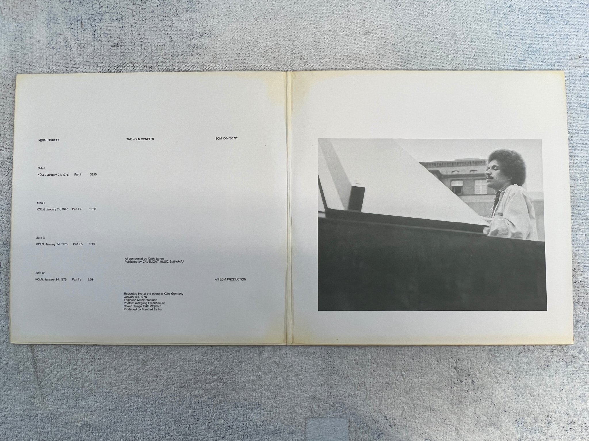 Omslagsbild för skivan KEITH JARRETT the KÖLN CONCERT 2xLP -75 ger ECM 1064