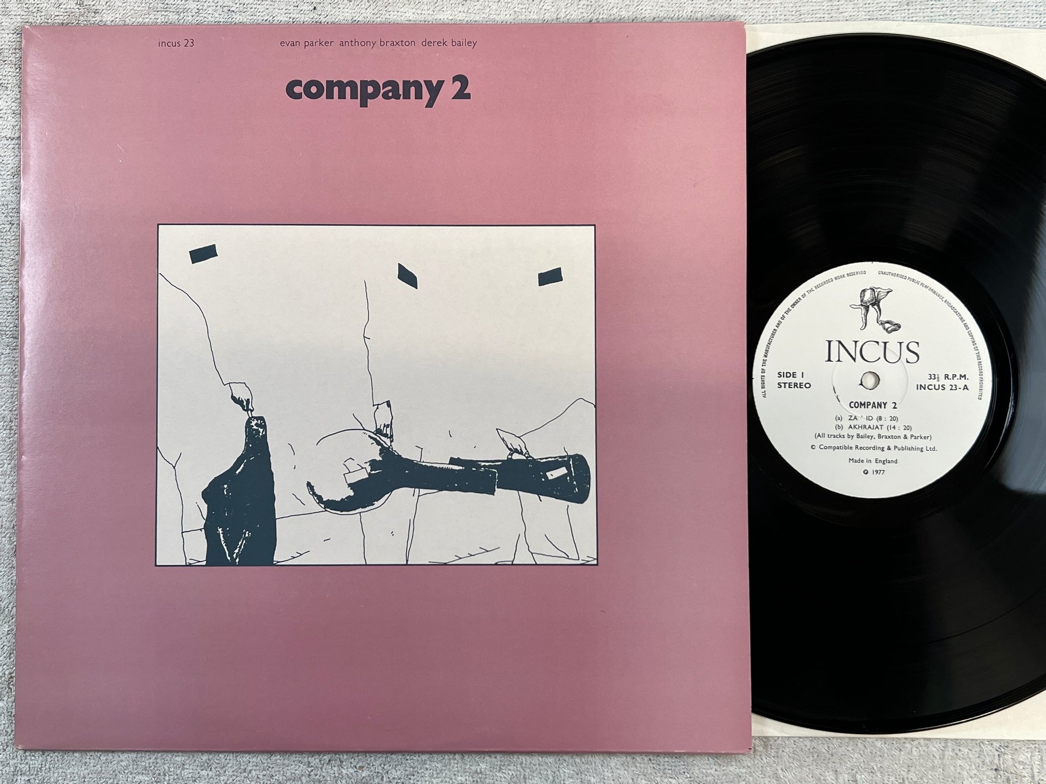 Omslagsbild för skivan Evan Parker Anthony Parker Derek Bailey COMPANY 2 LP -77 UK INCUS 23 free jazz