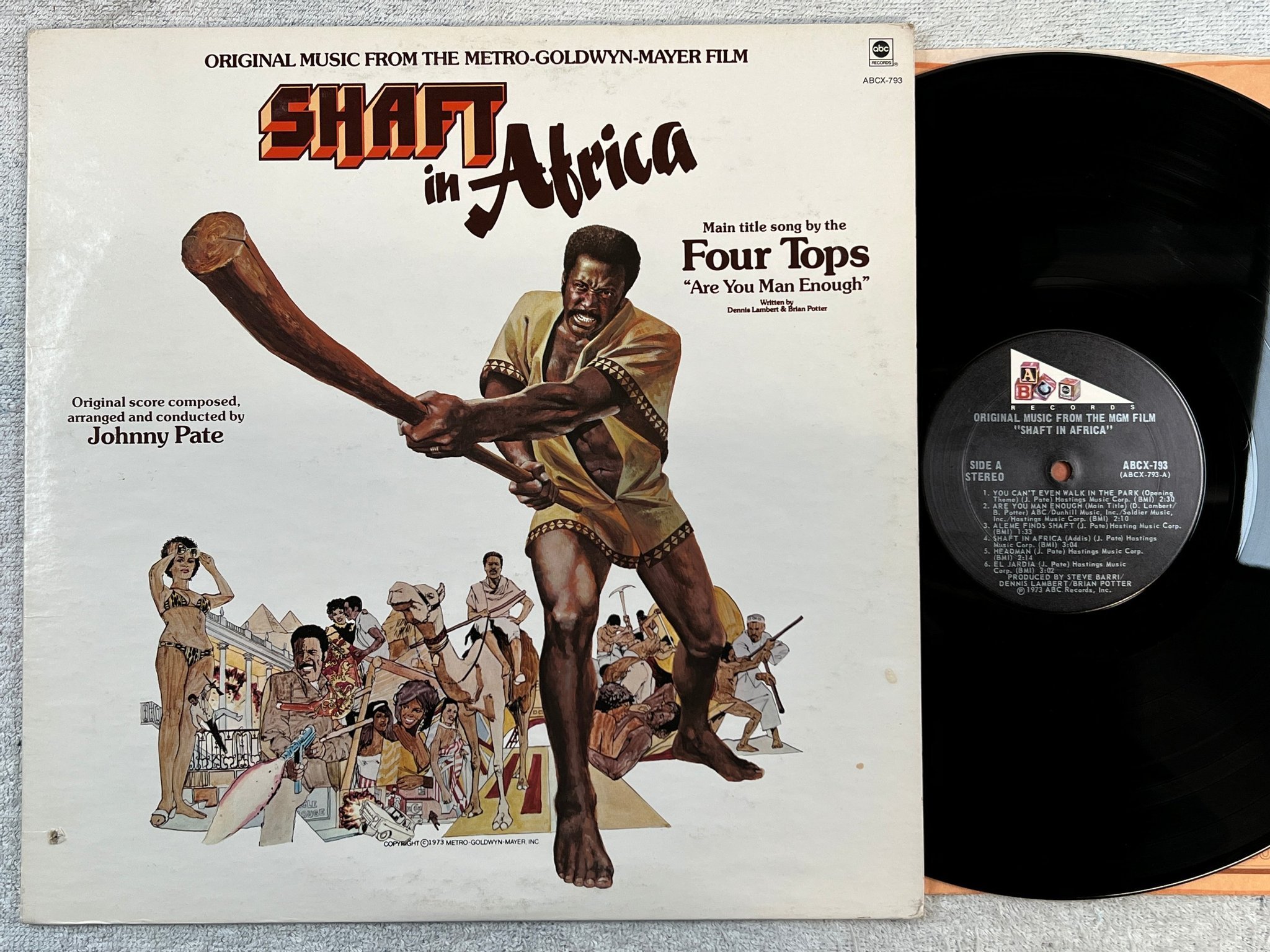 Omslagsbild för skivan JOHNNY PATE Shaft in Africa LP -73 US ABC ABCX-793 blaxploitation