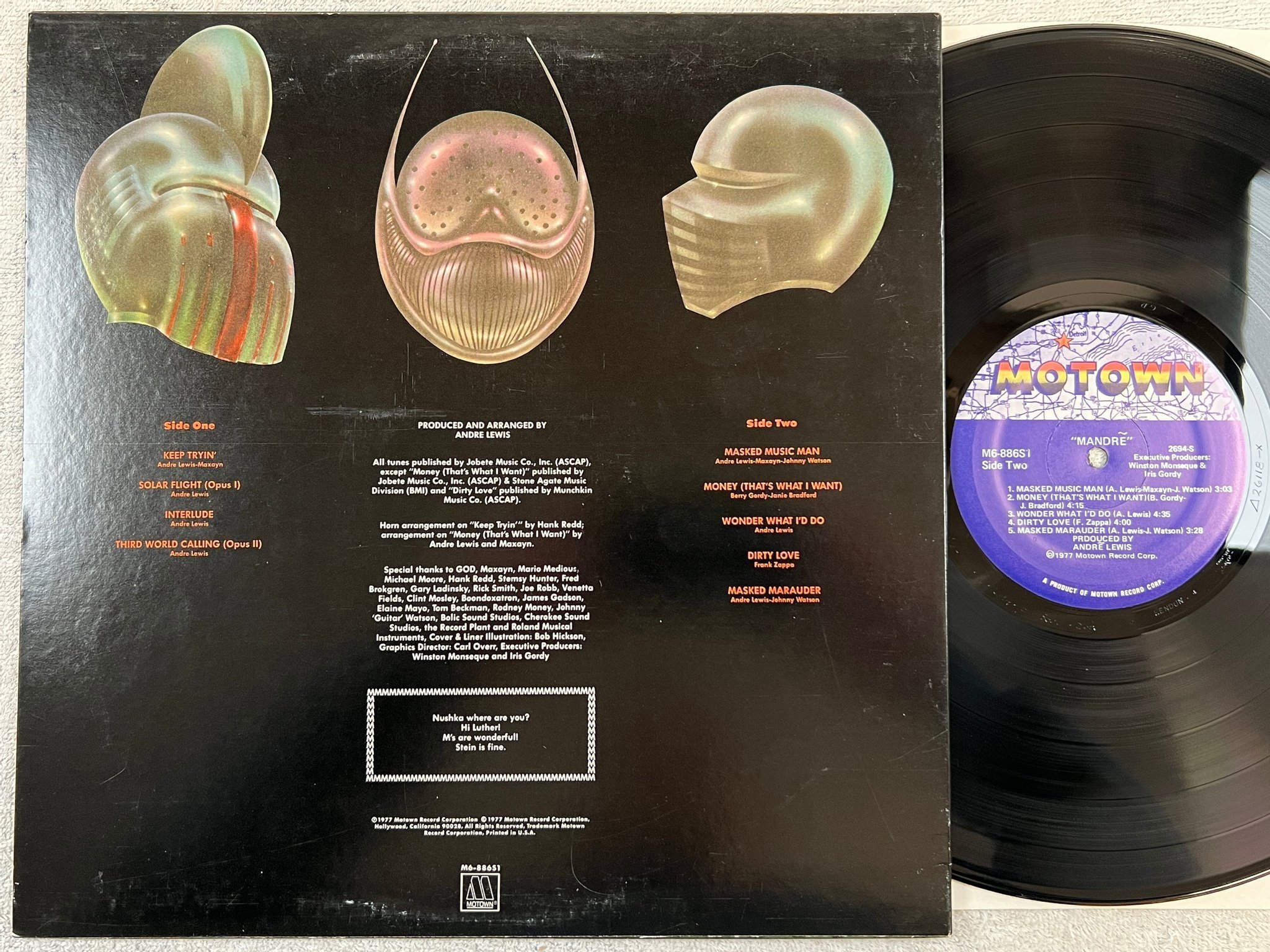 Omslagsbild för skivan MANDRE s/t LP -77 US MOTOWN M6-886S1 