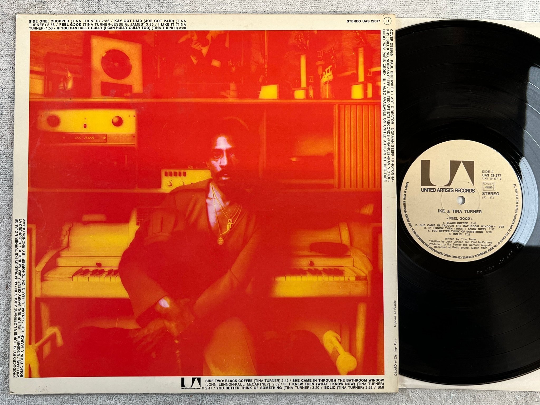 Omslagsbild för skivan IKE & TINA TURNER feel good LP -72 Fra UNITED ARTISTS UAS 29377
