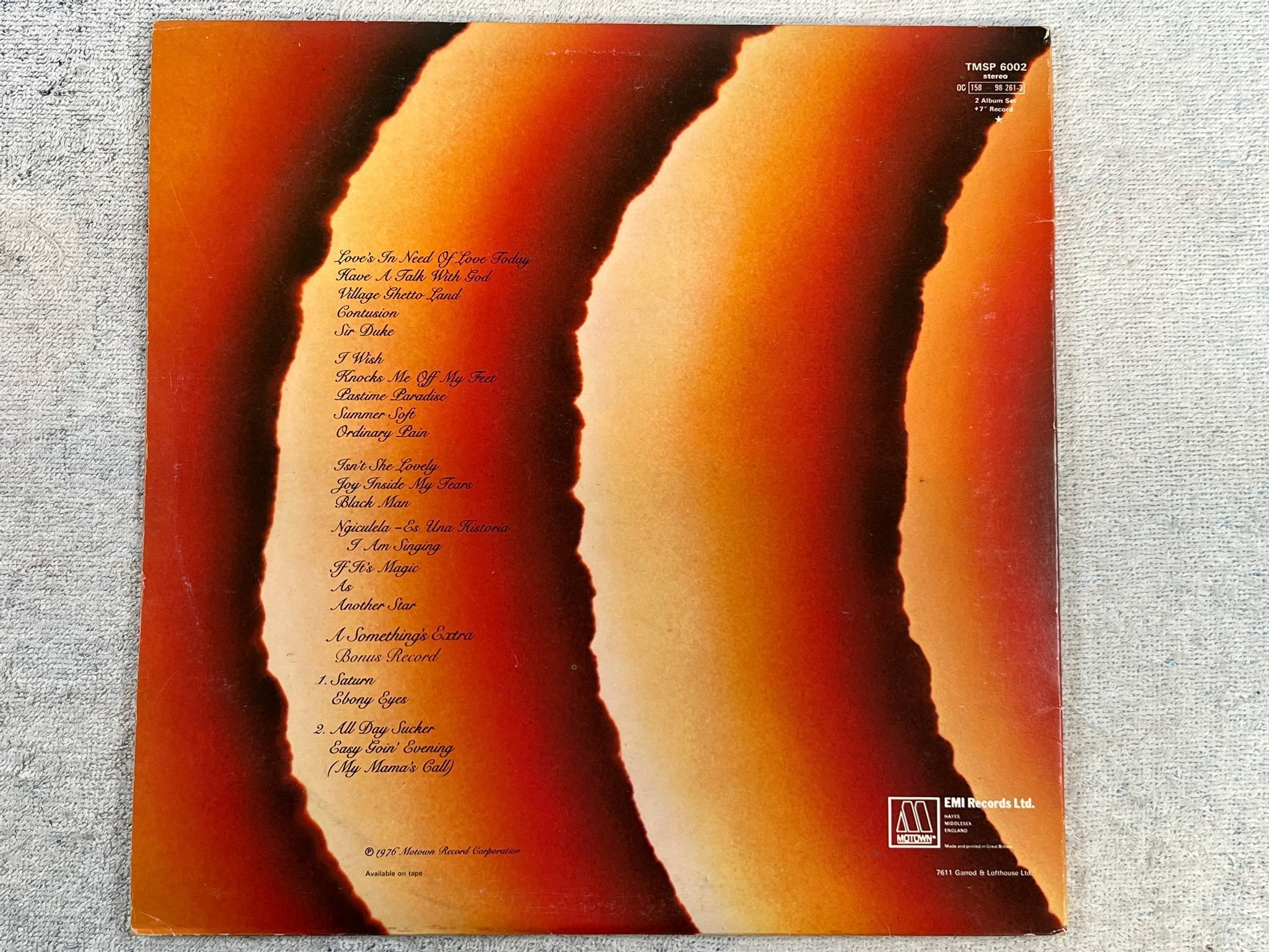 Omslagsbild för skivan STEVIE WONDER Songs In The Key Of Life 2xLP + 7"single UK MOTOWN stml 60021