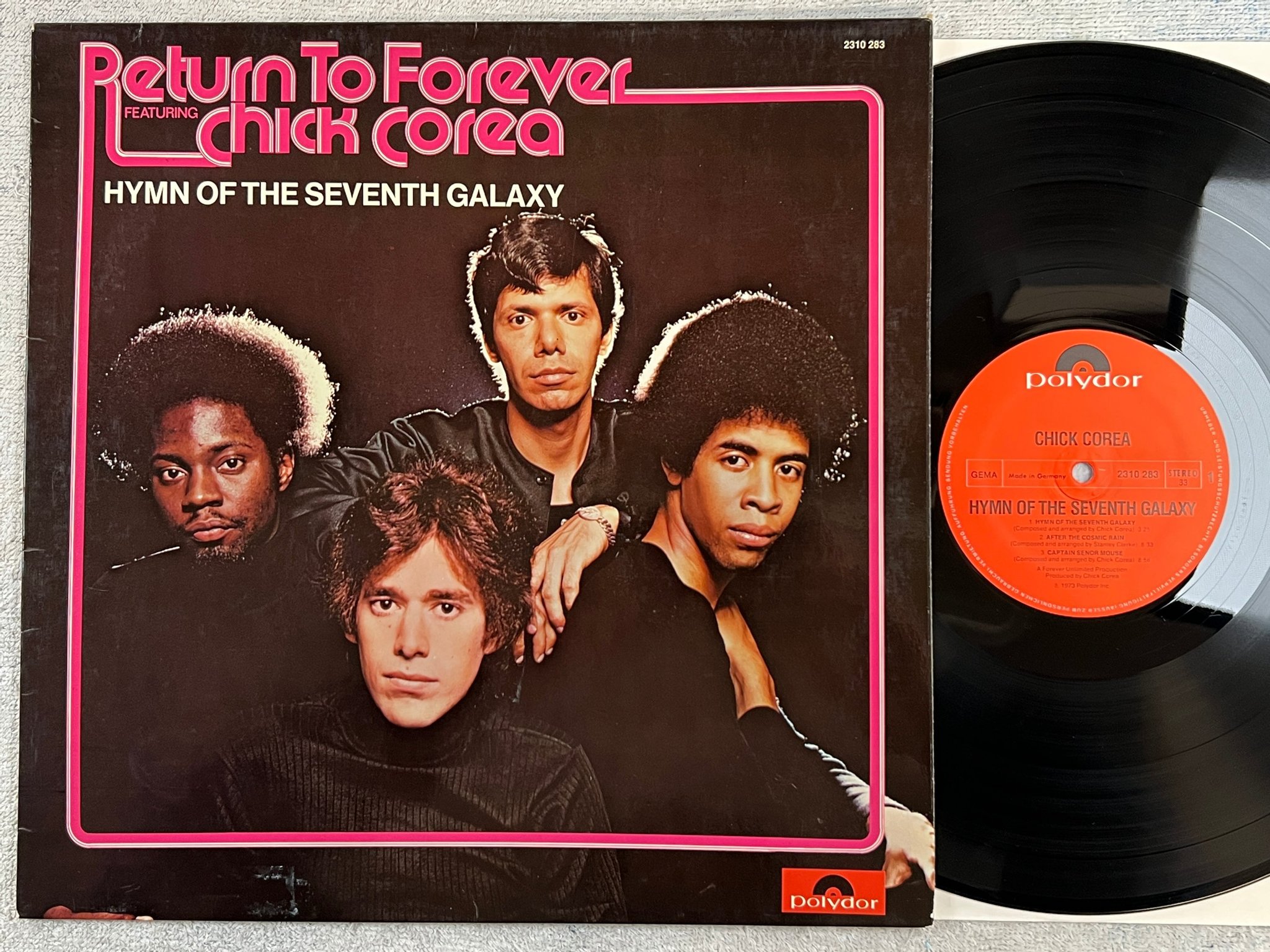 Omslagsbild för skivan CHICK COREA hymn of the seventh galaxy LP -73 Ger POLYDOR 2310 283