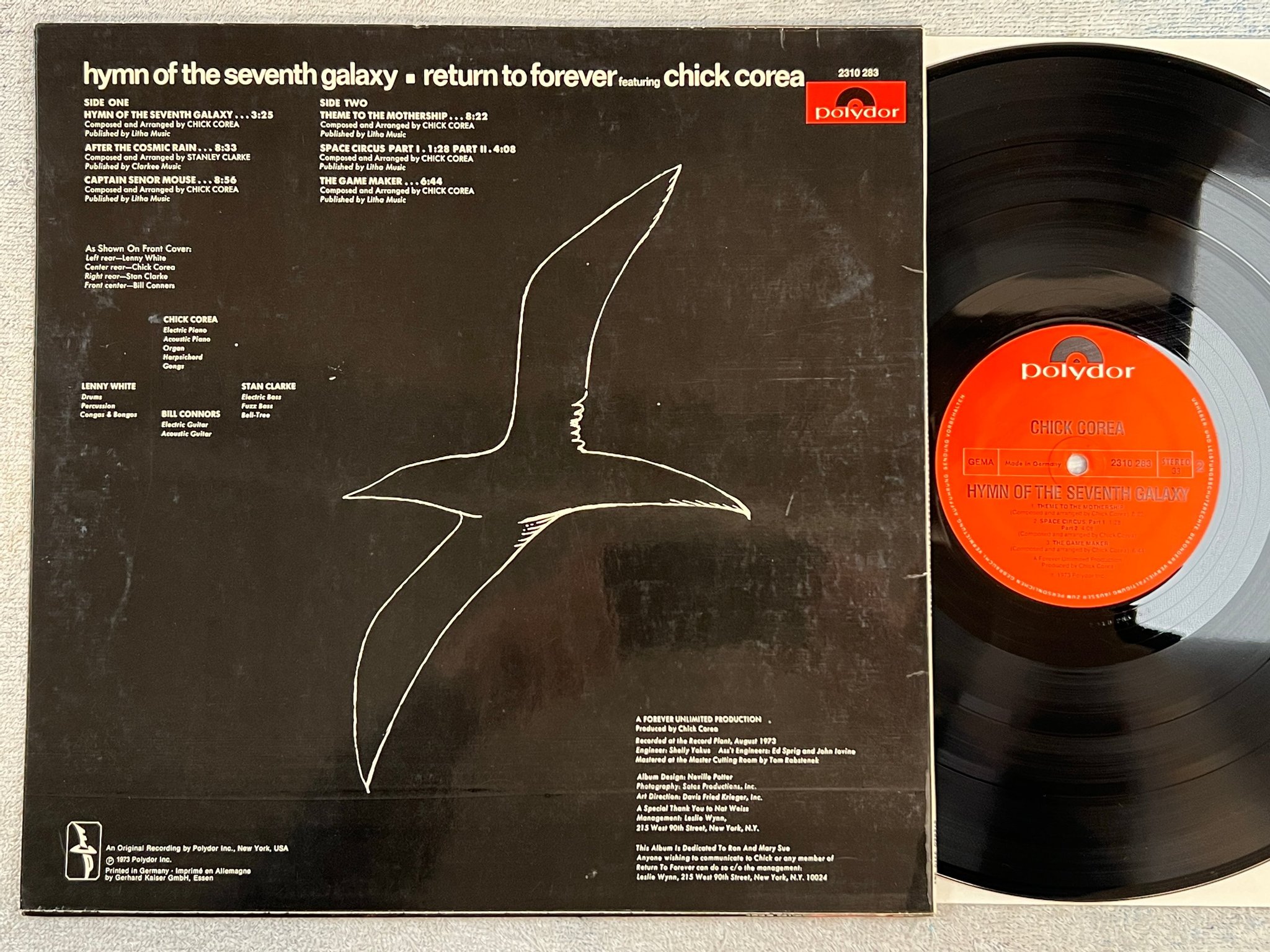 Omslagsbild för skivan CHICK COREA hymn of the seventh galaxy LP -73 Ger POLYDOR 2310 283
