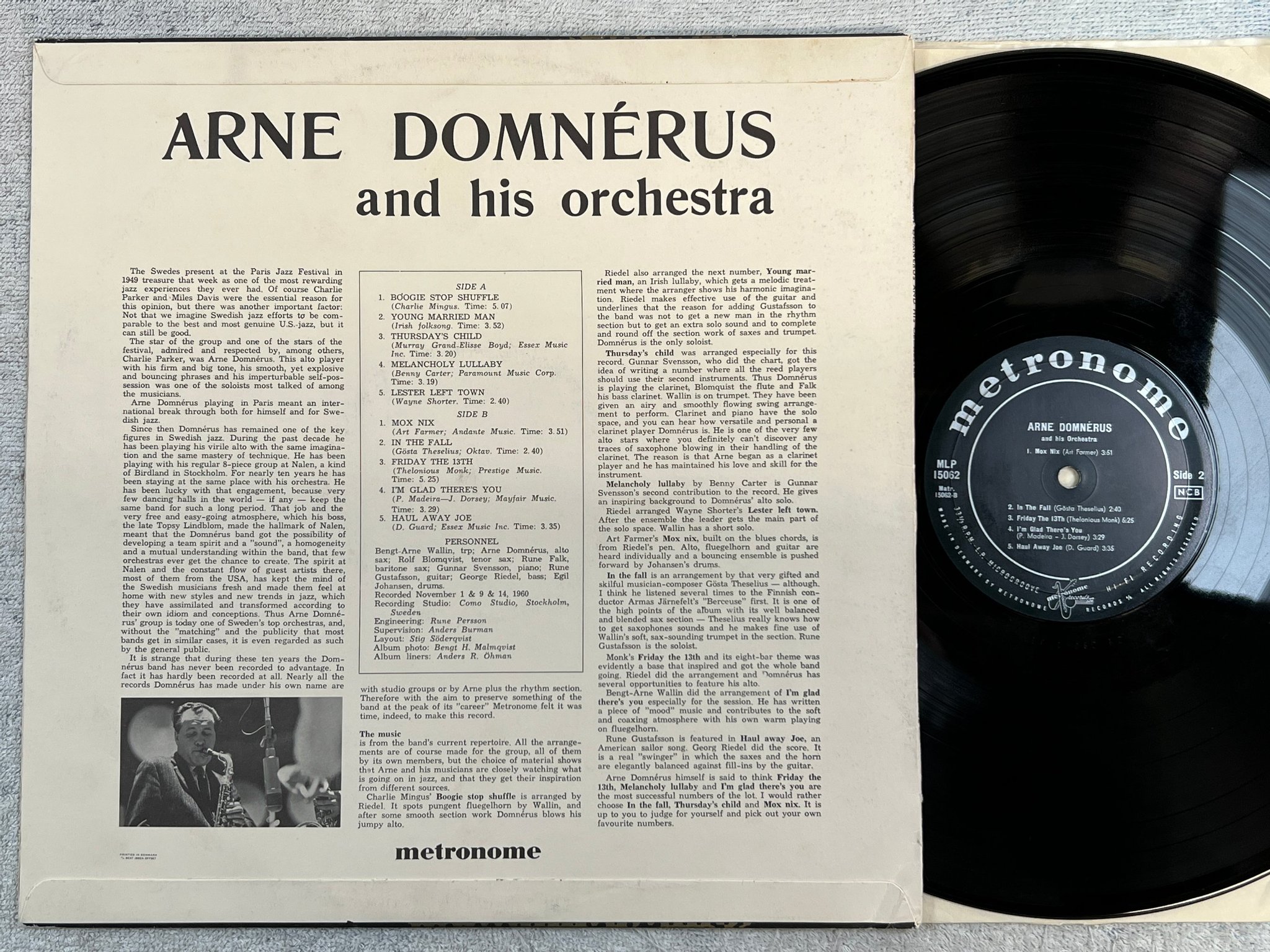 Omslagsbild för skivan ARNE DOMNERUS s/t LP -61 Den METRONOME MLP 15062 ** rare **