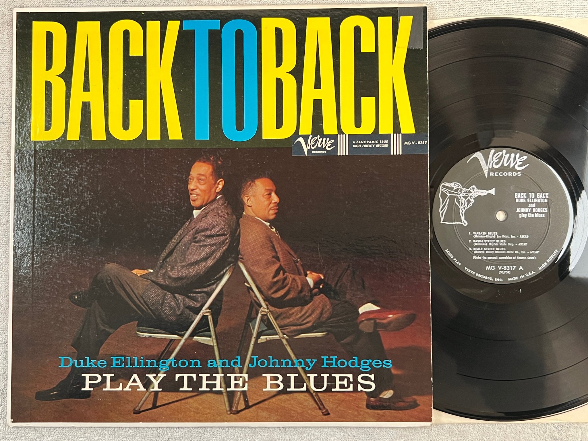 Omslagsbild för skivan ELLINGTON & HODGES back to back LP US VERVE MG V-8317 deep grooved labels