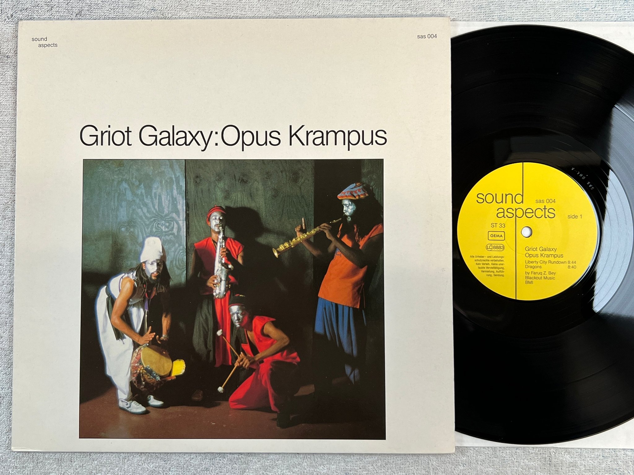 Omslagsbild för skivan GRIOT GALAXY opus krampus LP -85 Ger SOUND ASPECTS SAS 004 ** Rare free jazz **