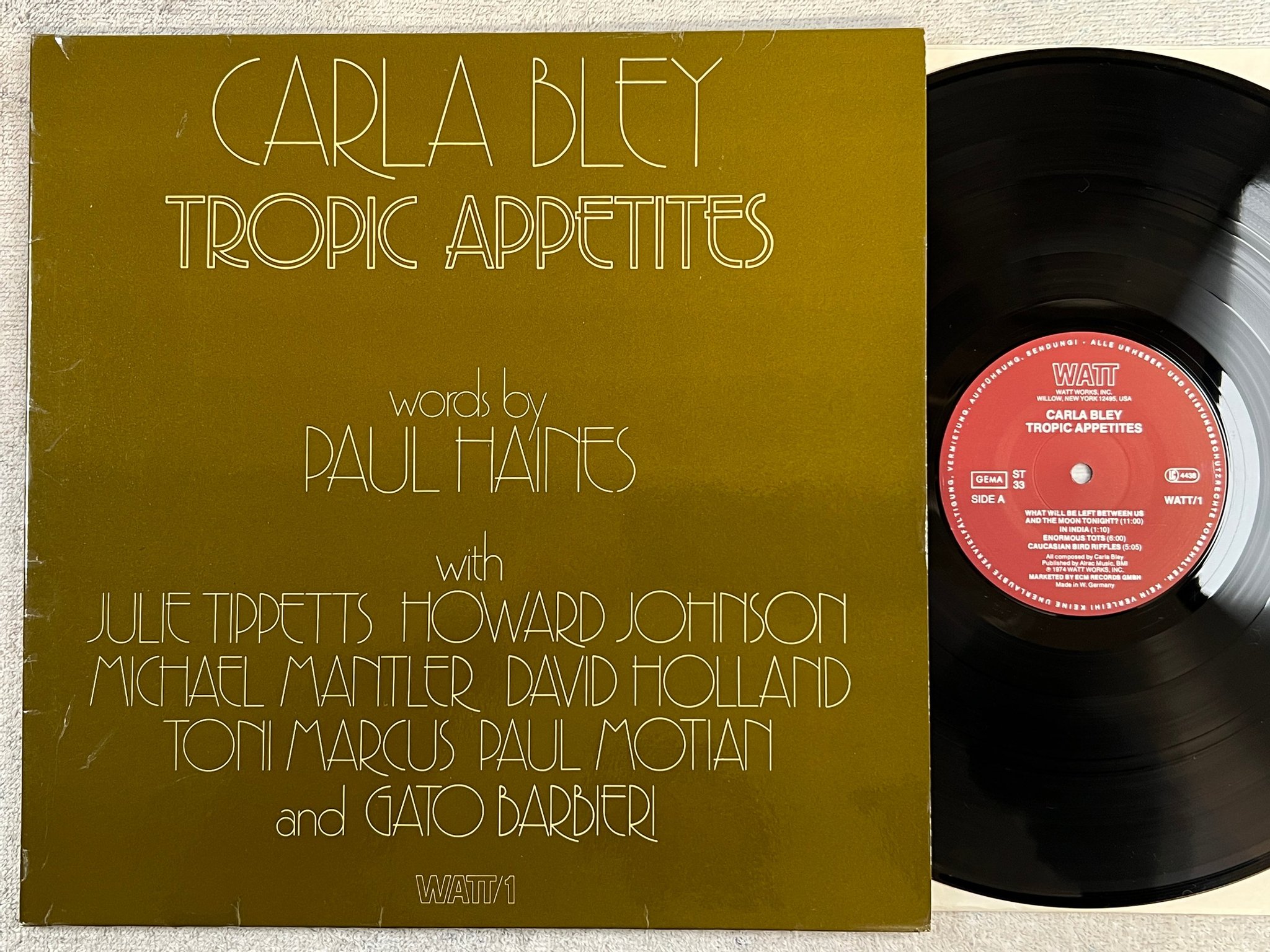 Omslagsbild för skivan CARLA BLEY tropic appetites LP -74 Ger WATT / 1 