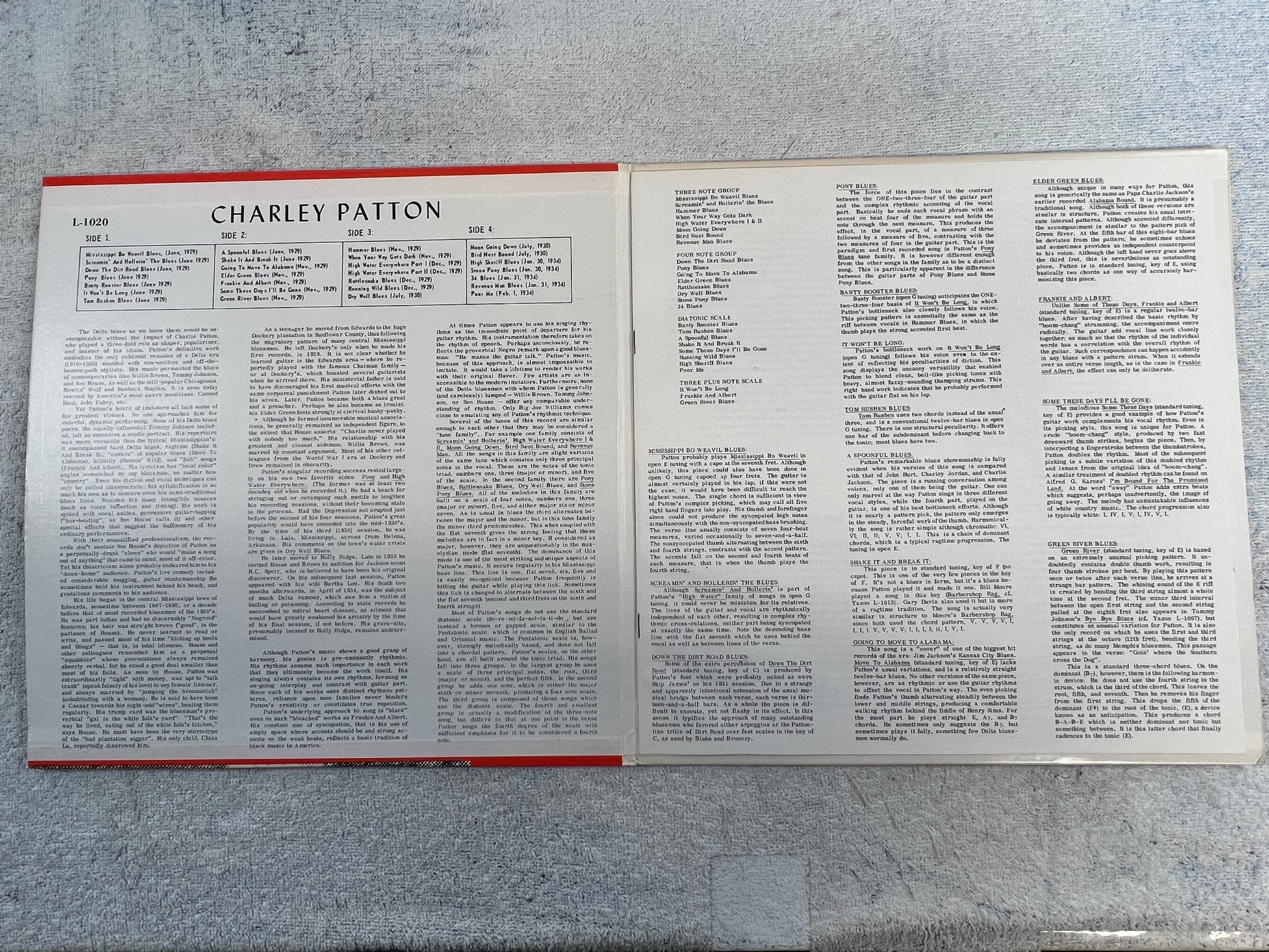 Omslagsbild för skivan CHARLEY PATTON Founder Of The Delta Blues 2xLP -71 US YAZOO L-1020 