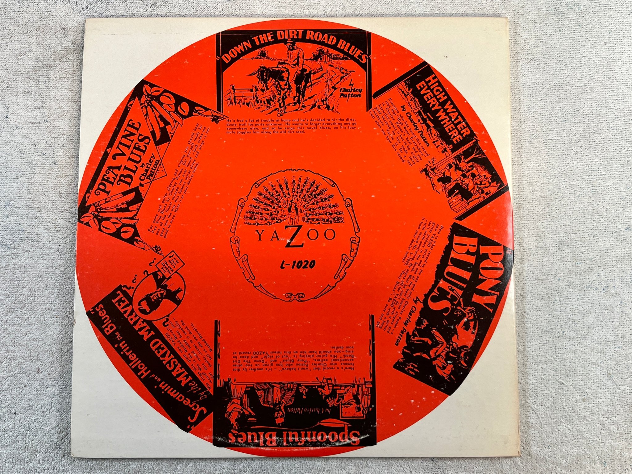 Omslagsbild för skivan CHARLEY PATTON Founder Of The Delta Blues 2xLP -71 US YAZOO L-1020 